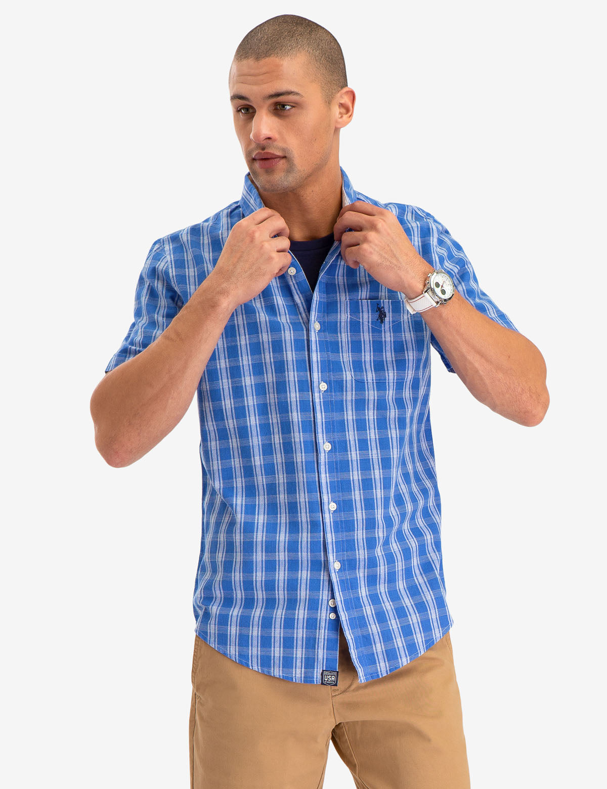 Plaid Short Sleeve Button-Up Shirt for Men | 100% Cotton