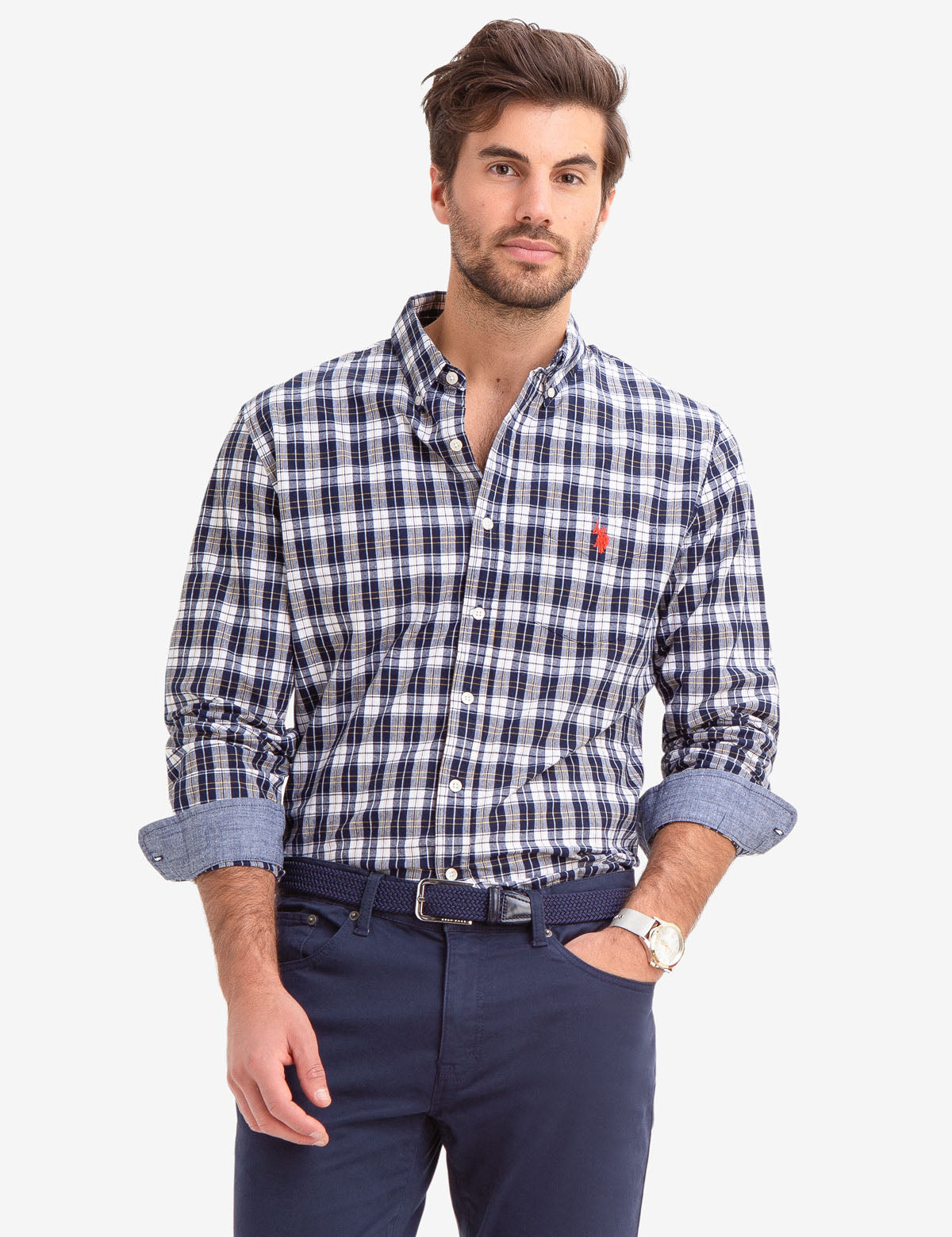 Plaid Woven Shirt for Men | 100% Cotton & Machine Wash | U.S. Polo Assn.