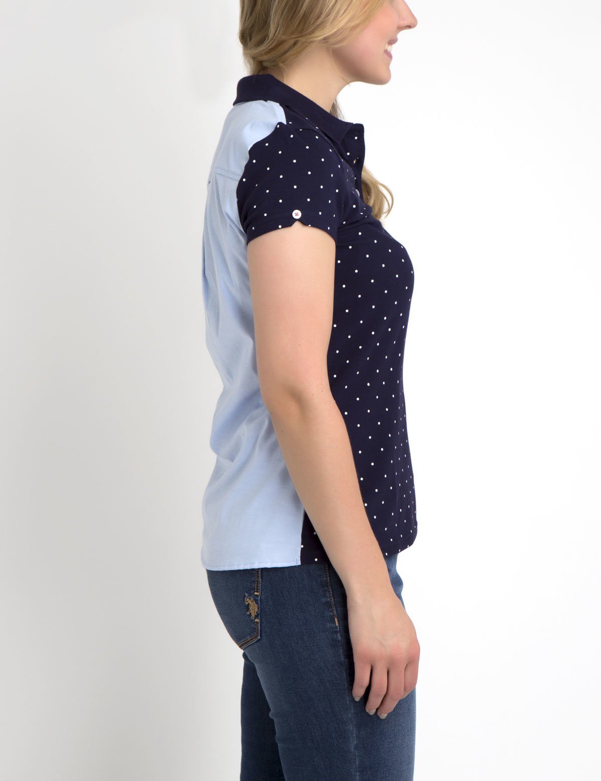 Premium Dot Oxford Polo Shirt with Ribbed Collar | Cotton Blend