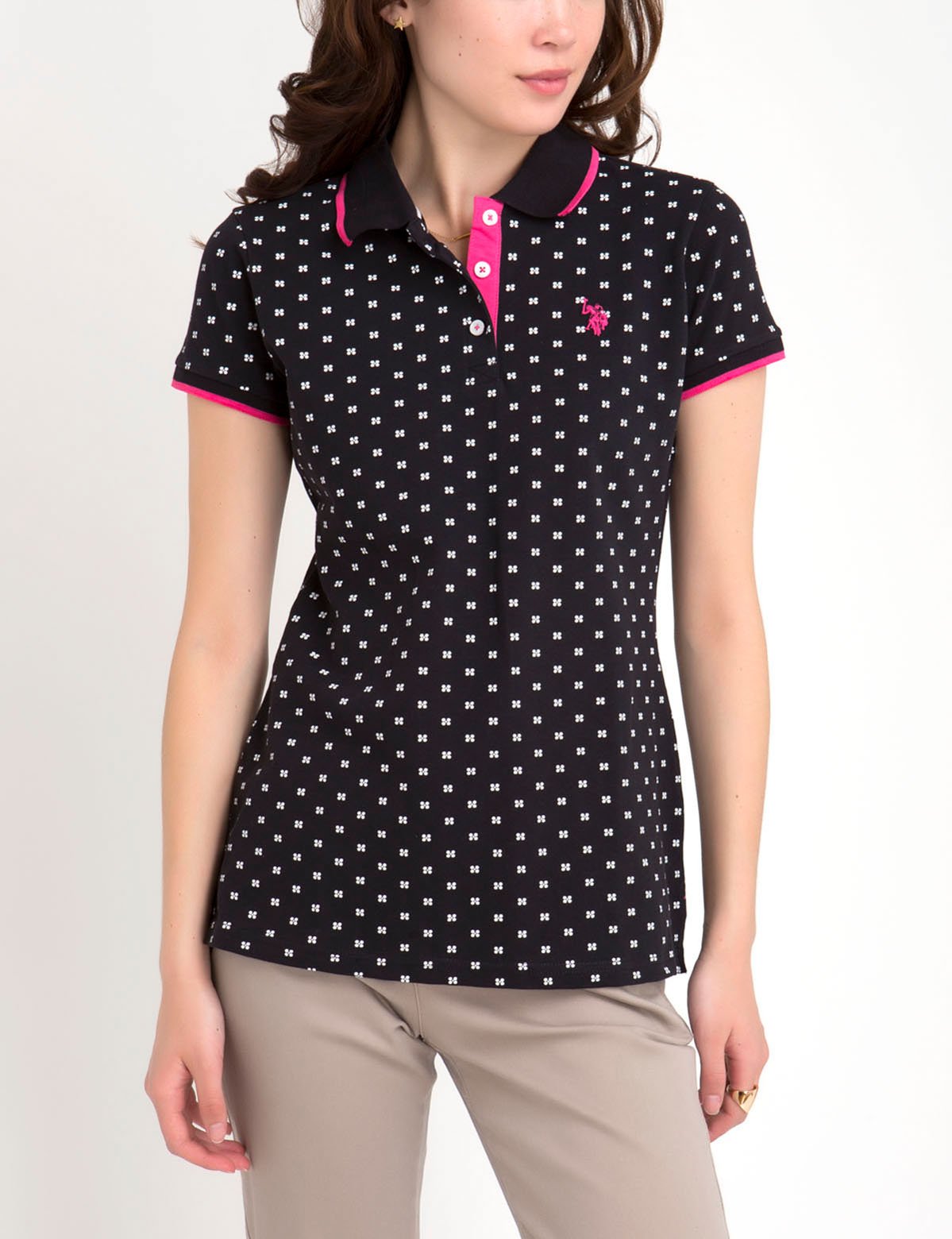Premium Multi Dot Polo Shirt with Ribbed Collar & Short Sleeves