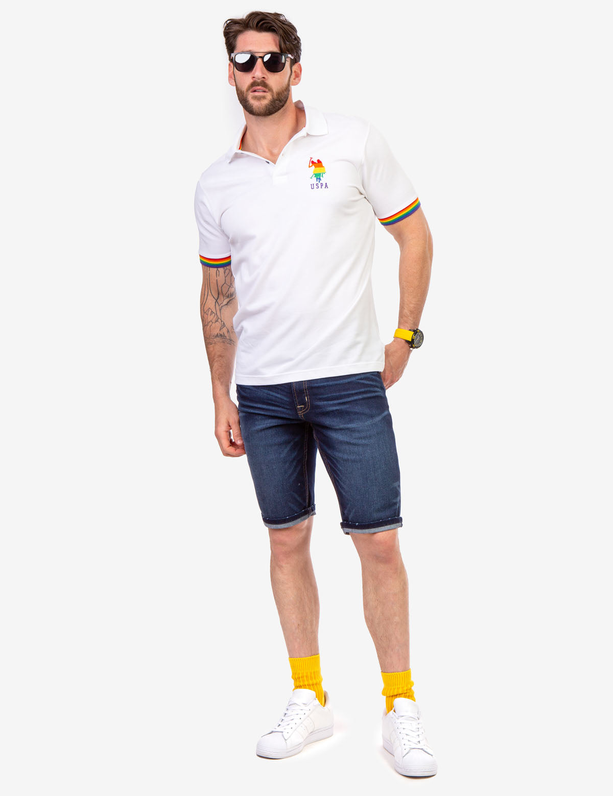 Pride Solid Polo Shirt with Rainbow Details | LGBTQ+ Apparel