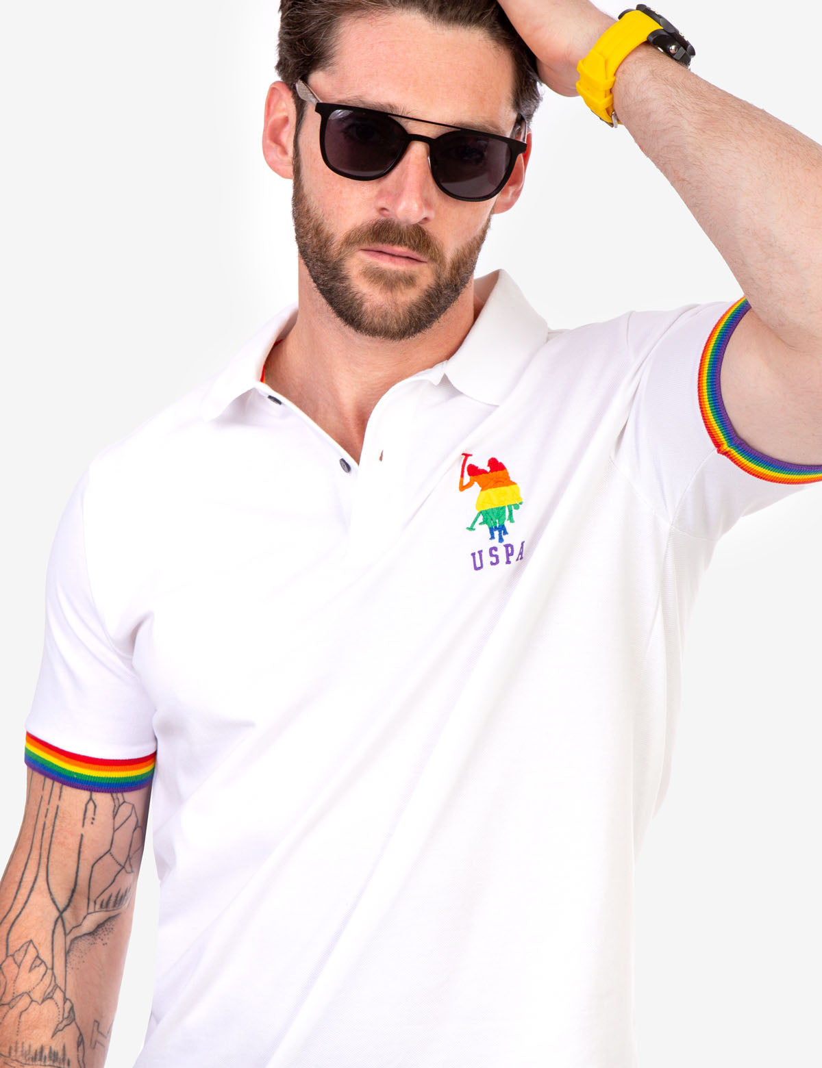 Pride Solid Polo Shirt with Rainbow Details | LGBTQ+ Apparel