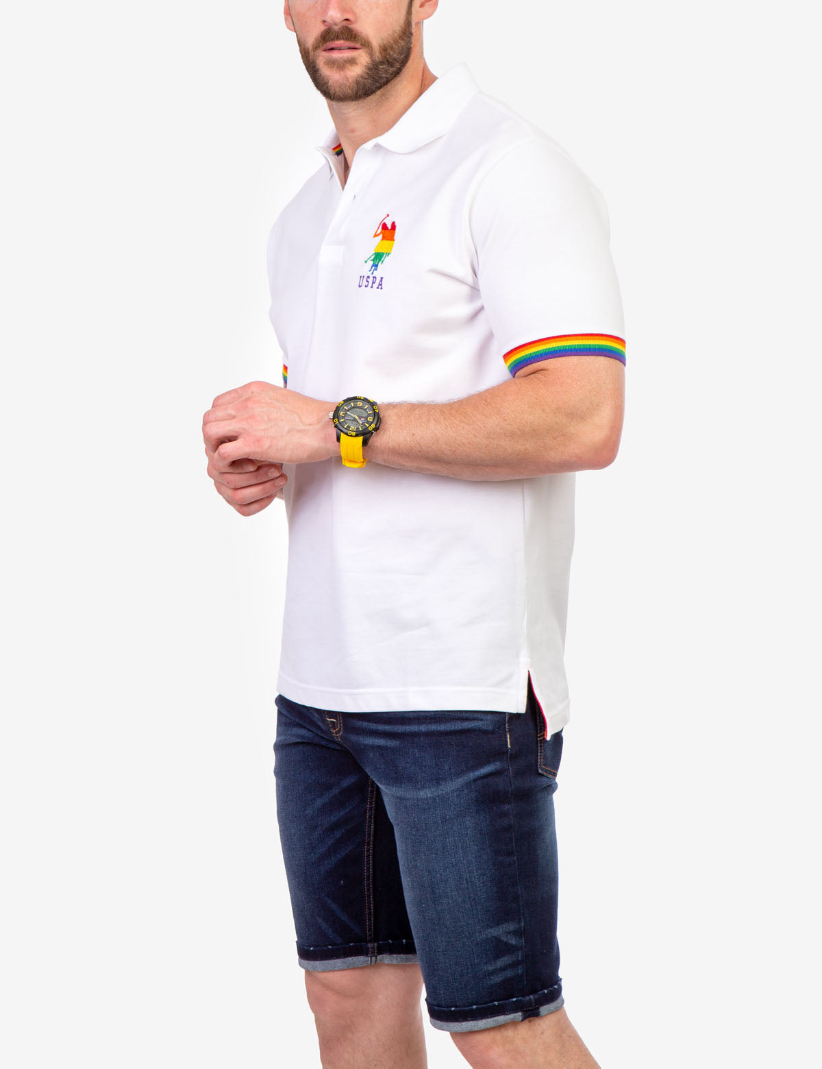 Pride Solid Polo Shirt with Rainbow Details | LGBTQ+ Apparel