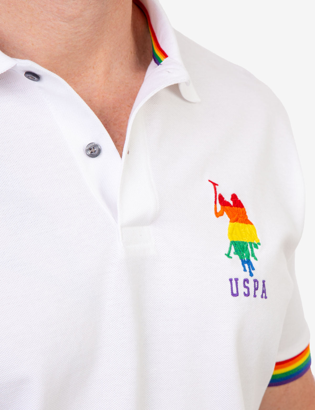 Pride Solid Polo Shirt with Rainbow Details | LGBTQ+ Apparel