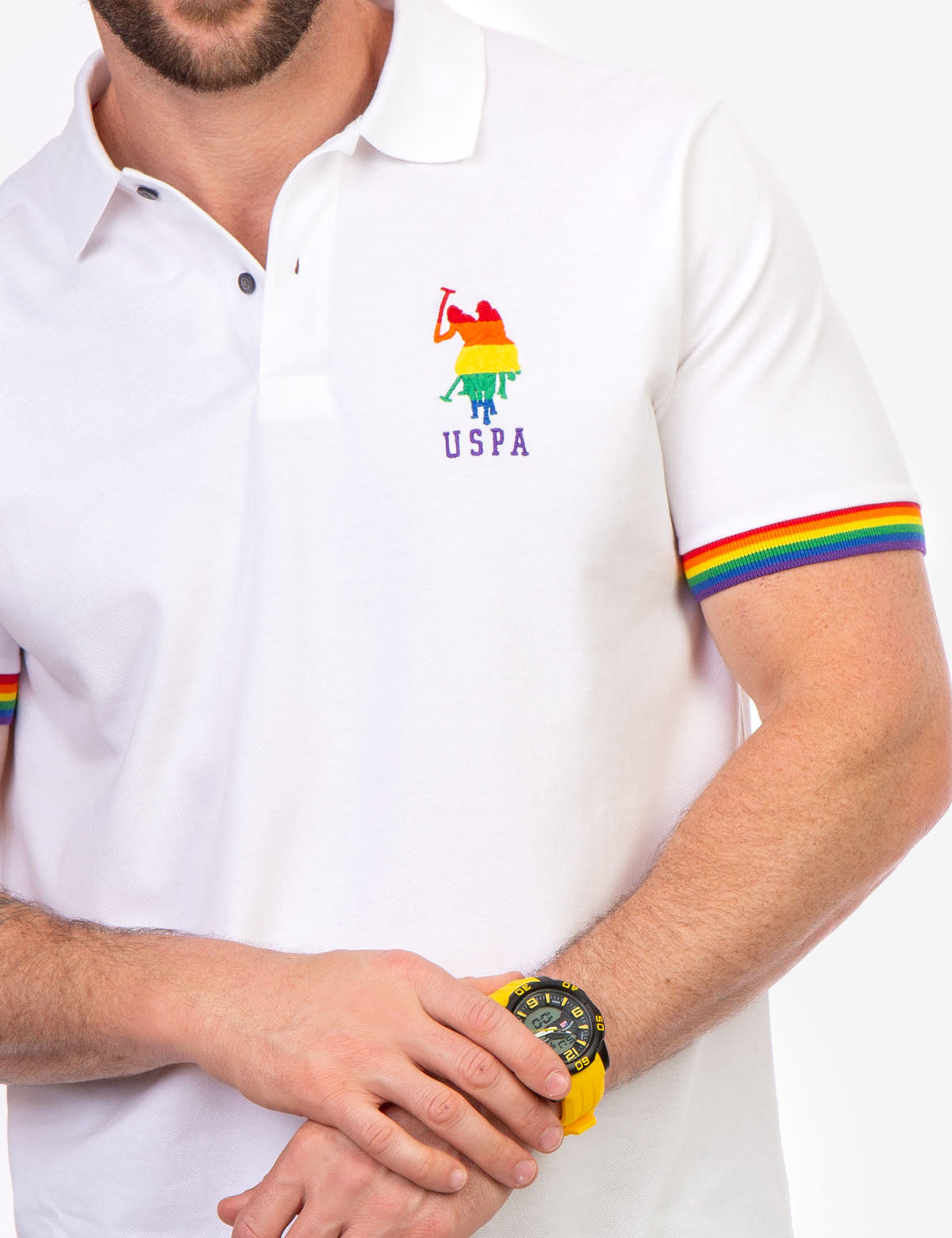 Pride Solid Polo Shirt with Rainbow Details | LGBTQ+ Apparel