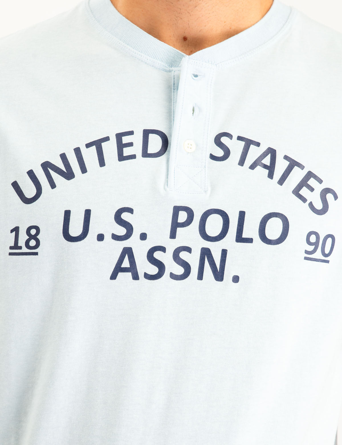 Printed Heather Henley T-Shirt with Short Sleeves | U.S. Polo Assn.