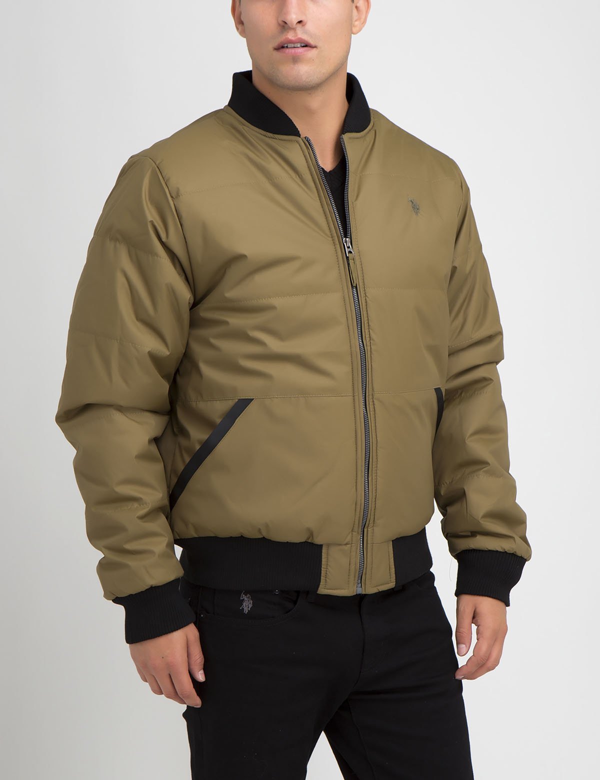 Men's Embroidered Logo Bomber Jacket with Front Pockets | Recon