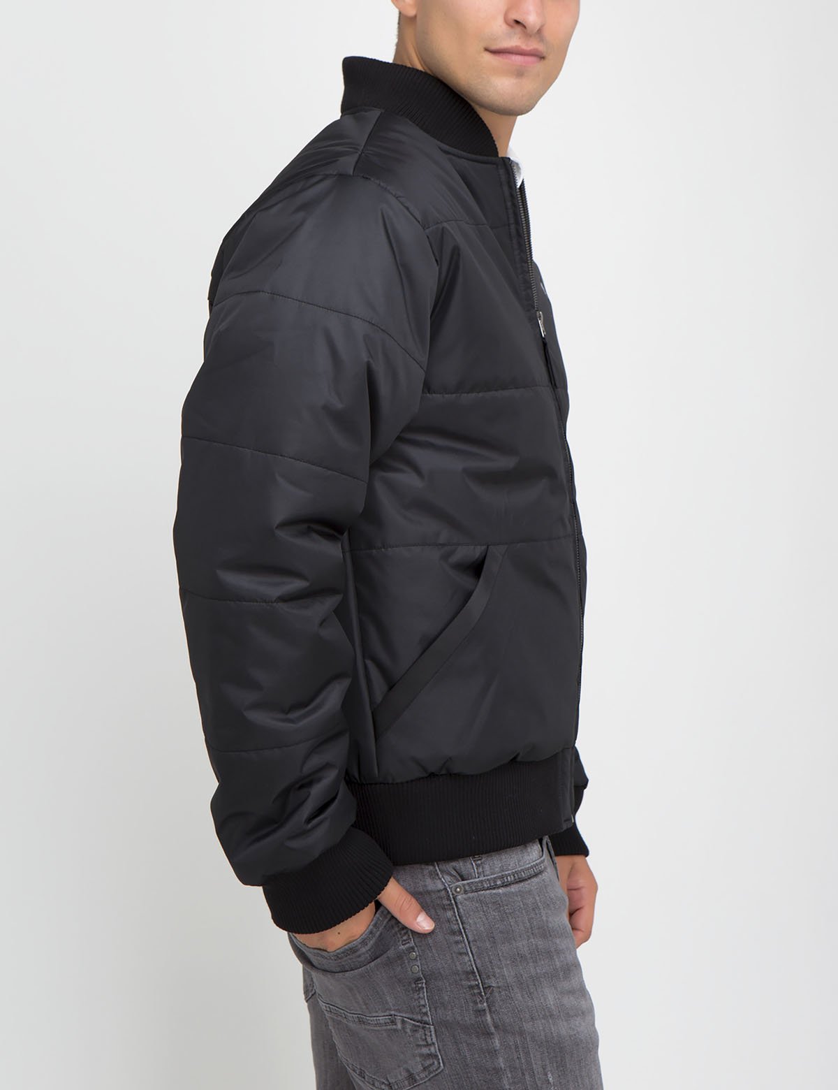 Men's Embroidered Logo Bomber Jacket with Front Pockets | Recon