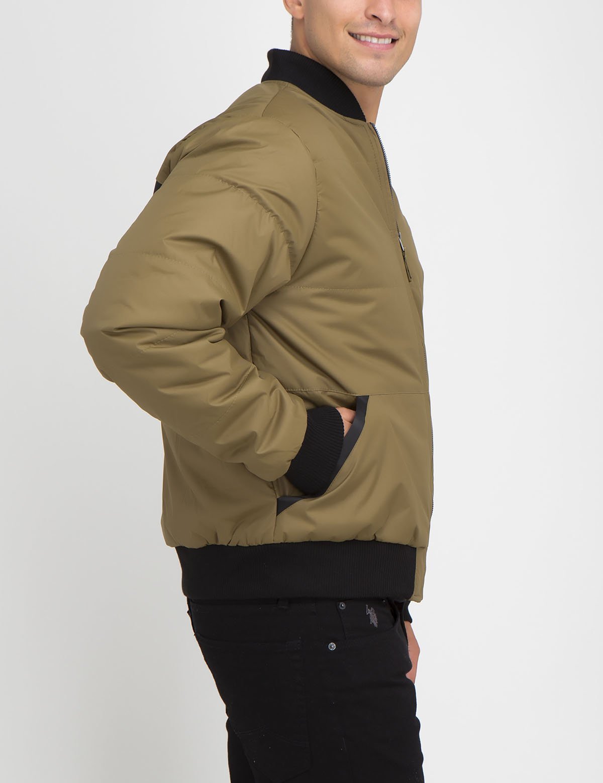 Men's Embroidered Logo Bomber Jacket with Front Pockets | Recon