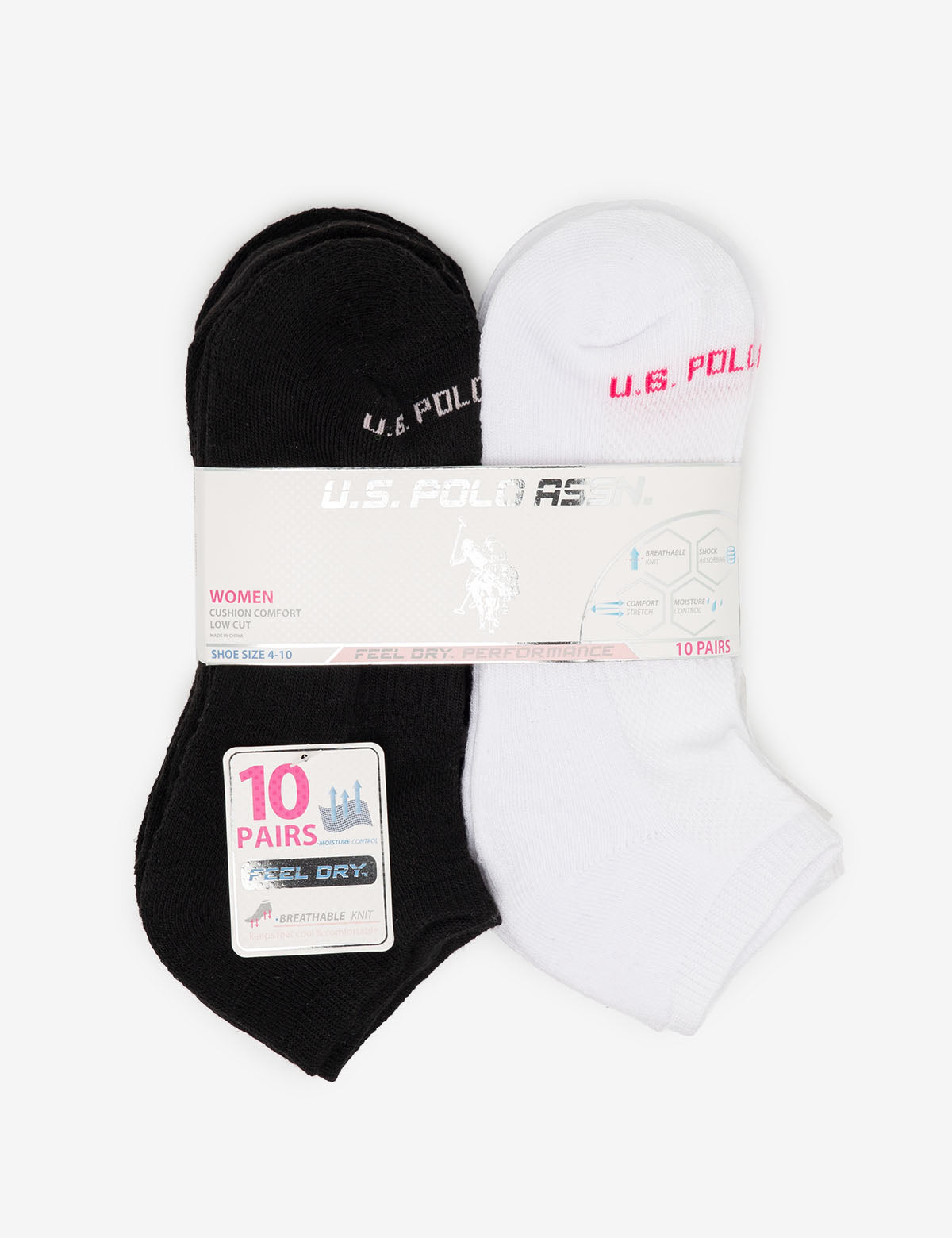 Women's 10-Pack Black & White Low Cut Socks | Assorted Styles
