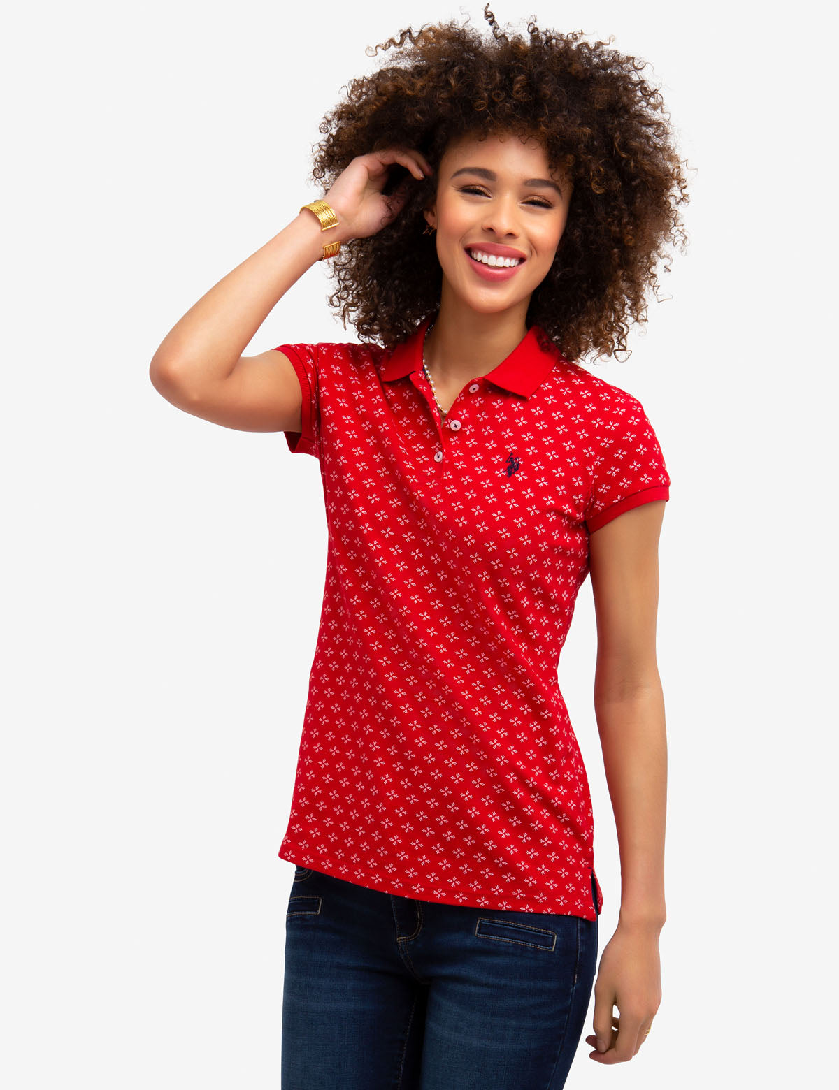 Printed Polo Shirt with Embroidered Logo | 95% Cotton & Stretch Fit