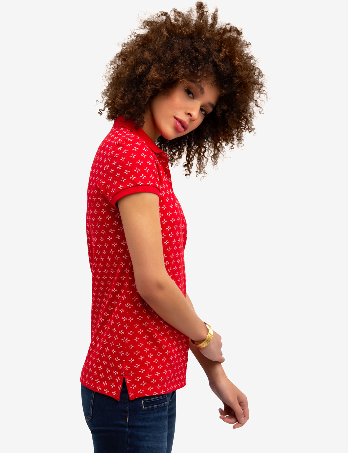 Printed Polo Shirt with Embroidered Logo | 95% Cotton & Stretch Fit