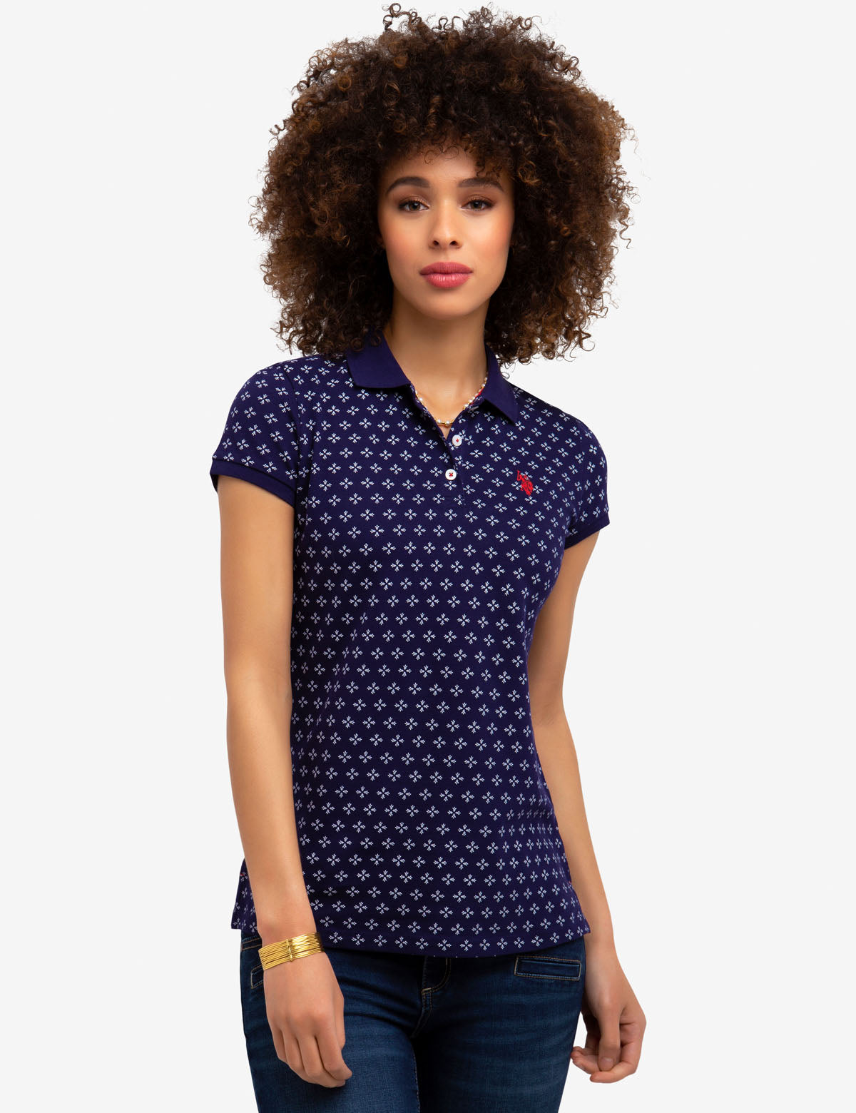 Printed Polo Shirt with Embroidered Logo | 95% Cotton & Stretch Fit