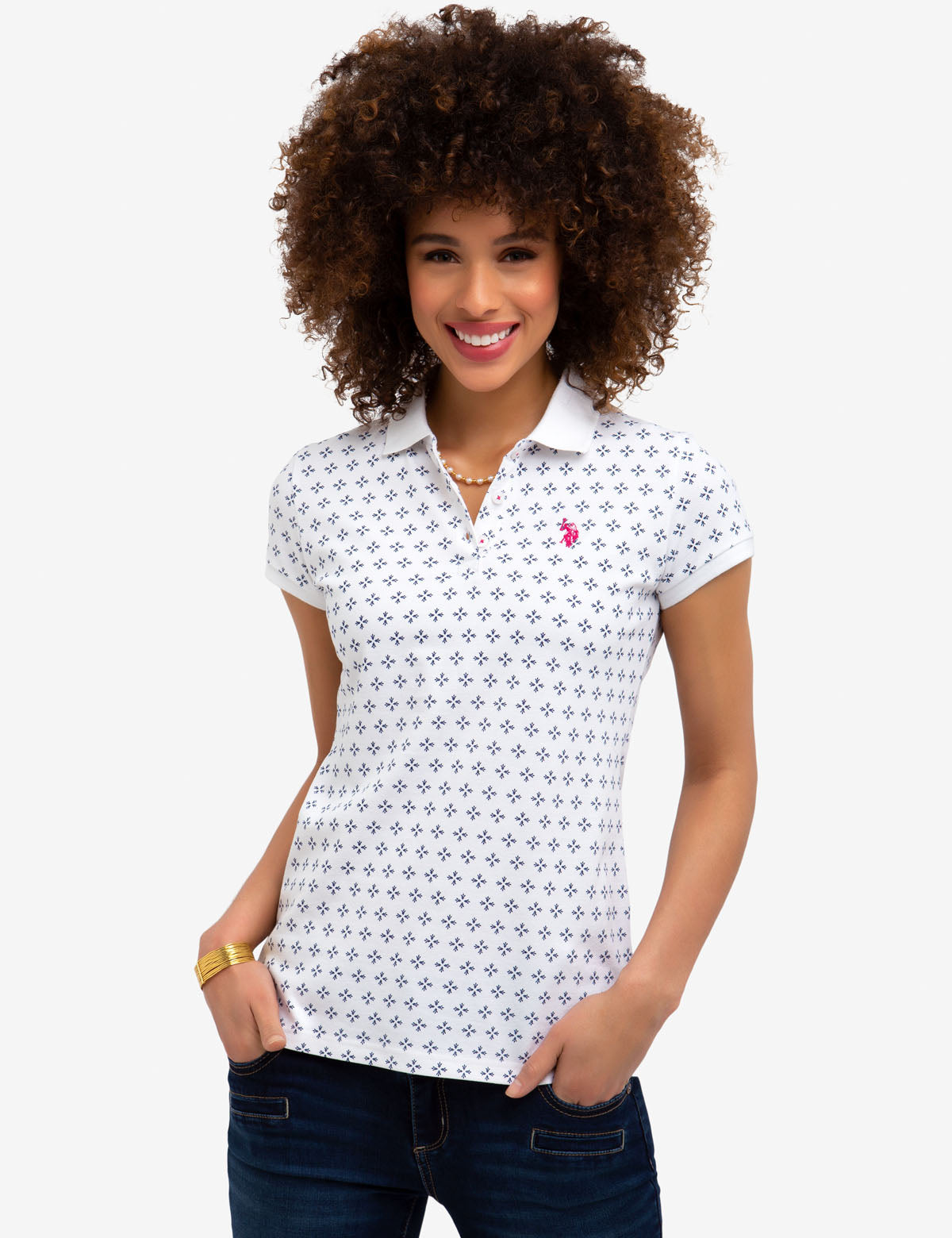 Printed Polo Shirt with Embroidered Logo | 95% Cotton & Stretch Fit