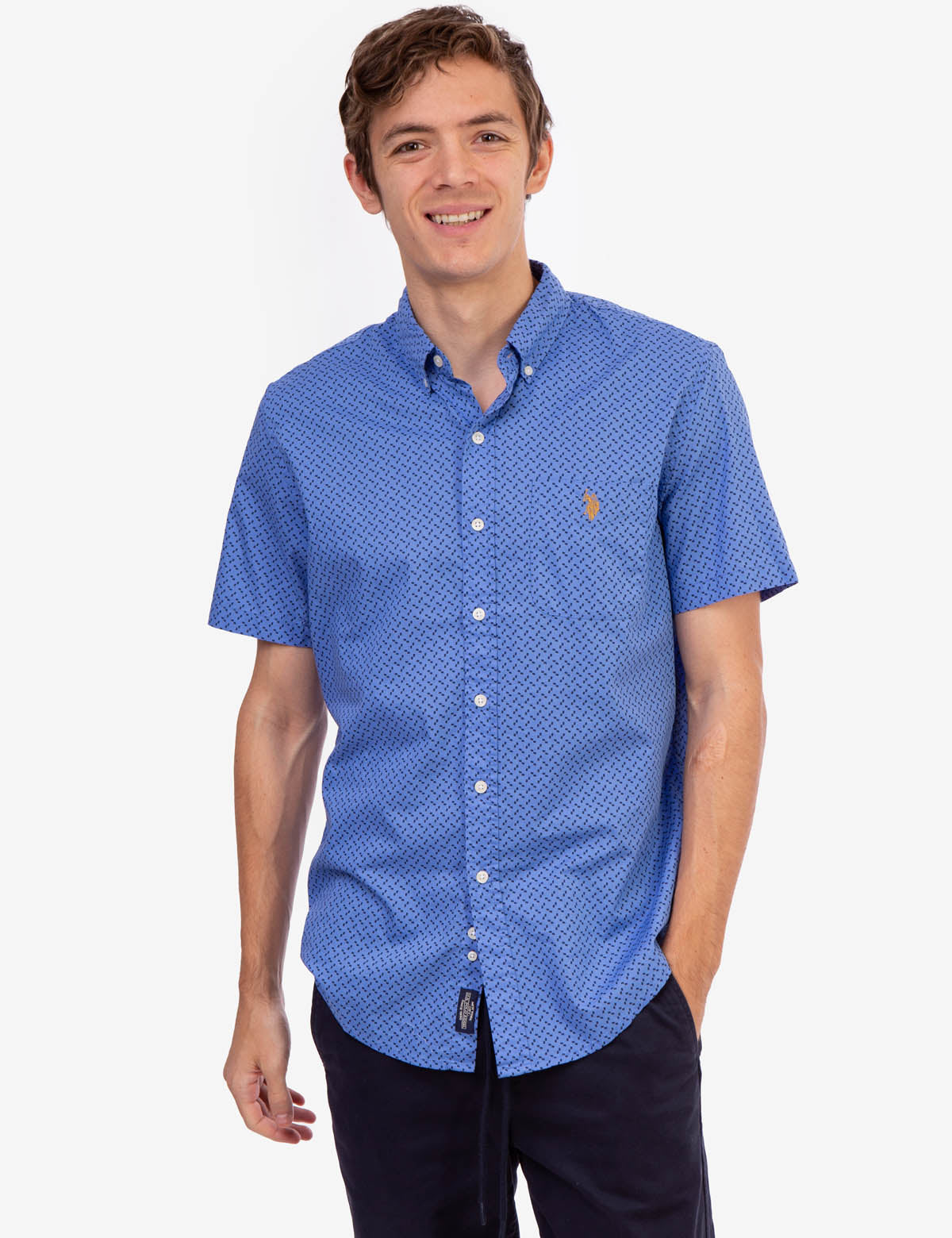 Printed Slub Poplin Short Sleeve Shirt | Casual Summer Top
