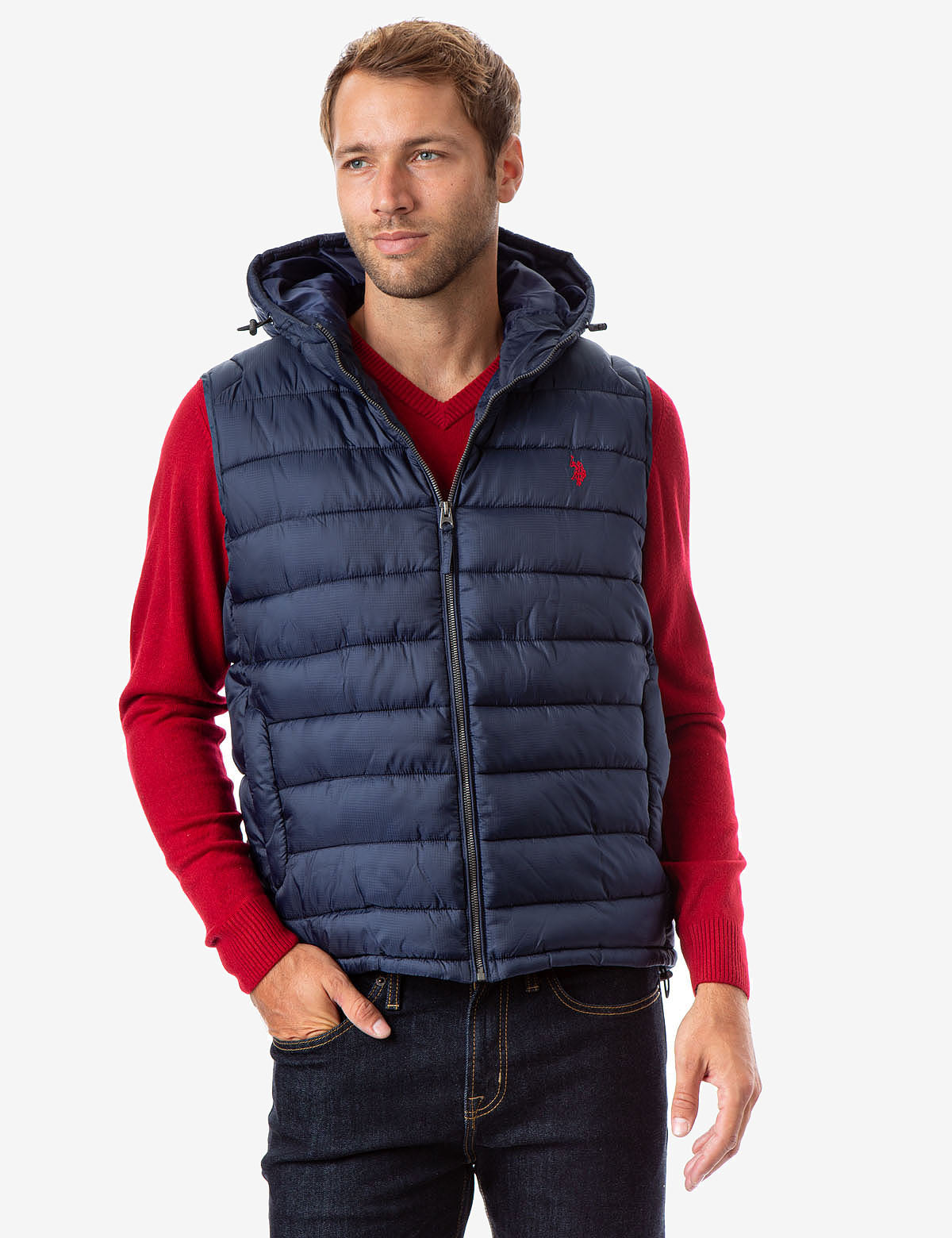 Men's Hooded Puffer Vest with Zippered Pockets | Winter Outerwear