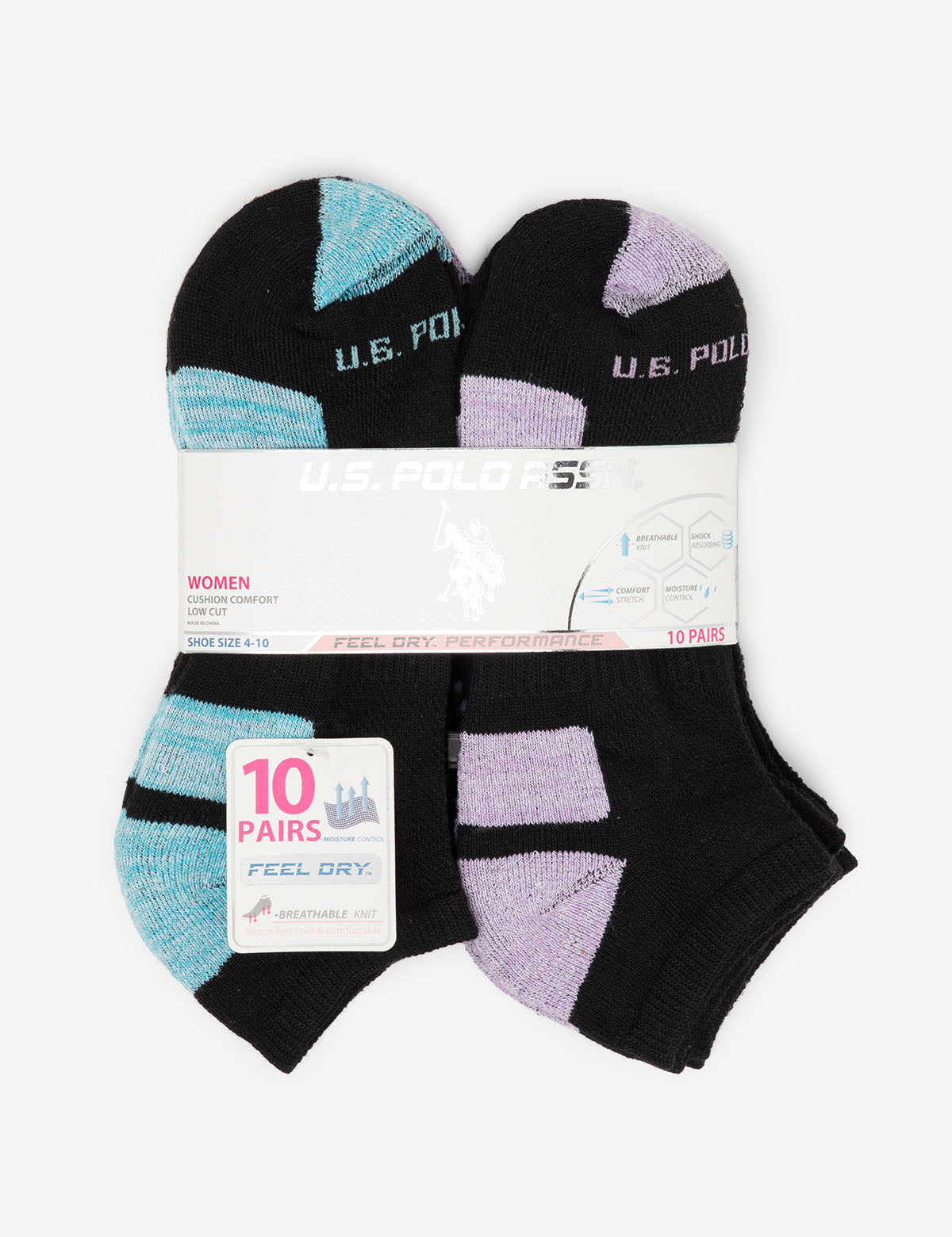 Women's 10-Pack Black Low Cut Ankle Socks | Tipped