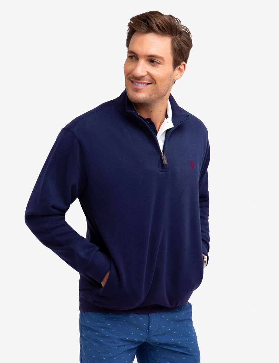 Quarter Zip Sweatshirt with Faux Leather Detail | USPA Logo