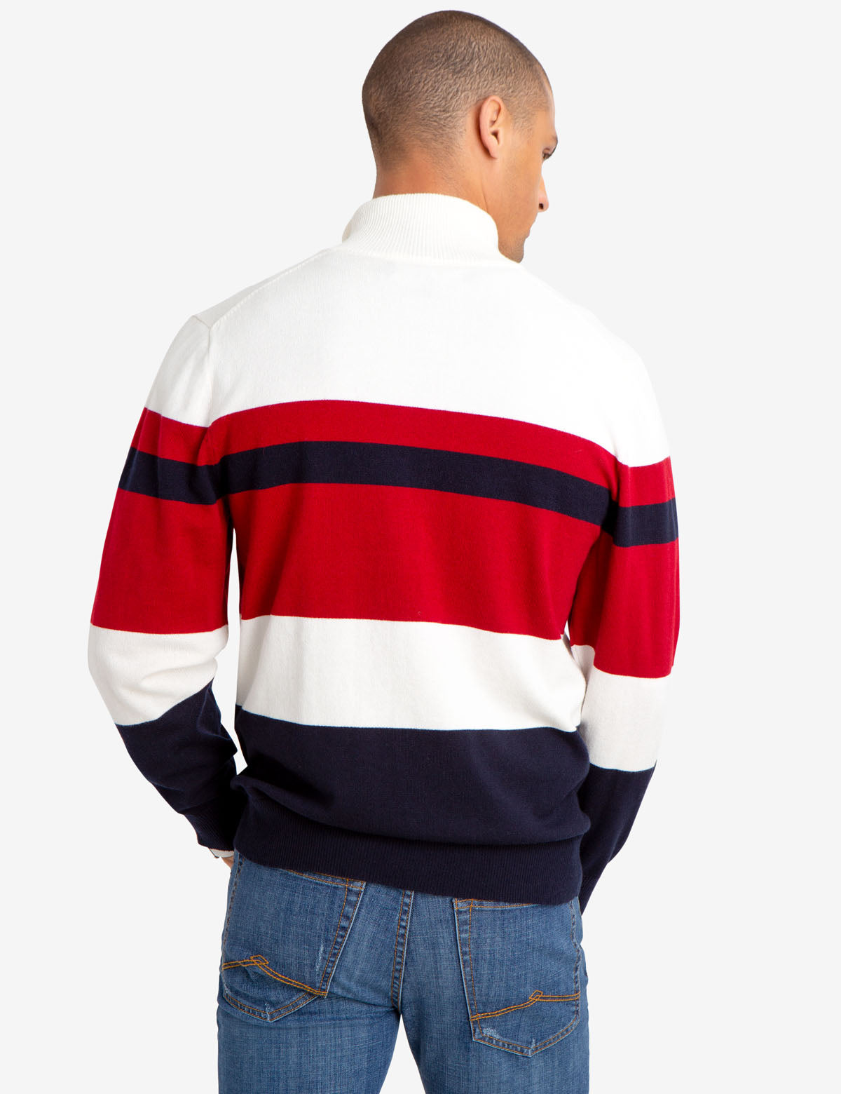 Quarter Zip Striped Sweater for Men | Casual Pullover