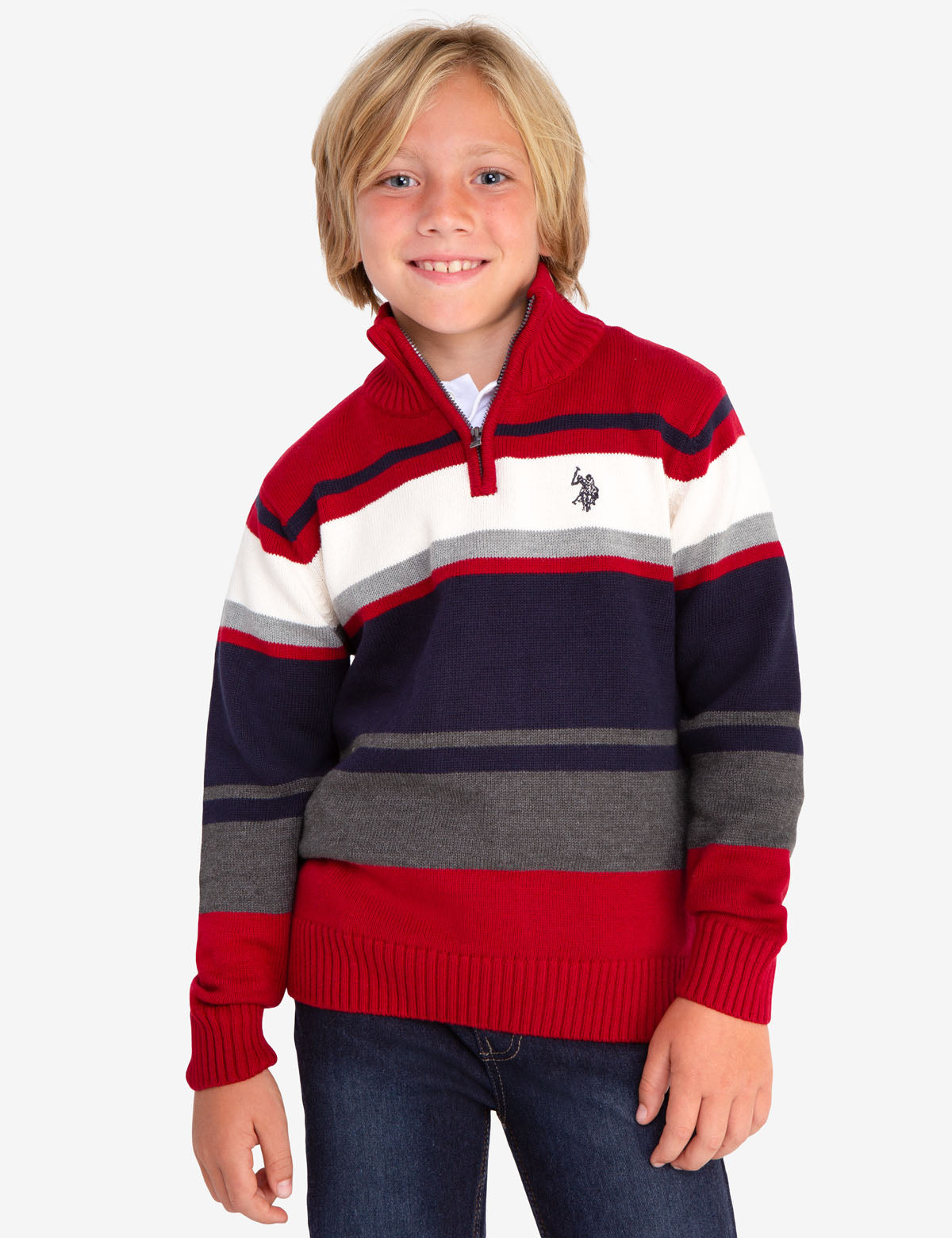 Quarter Zip Striped Sweater for Men | Casual Pullover