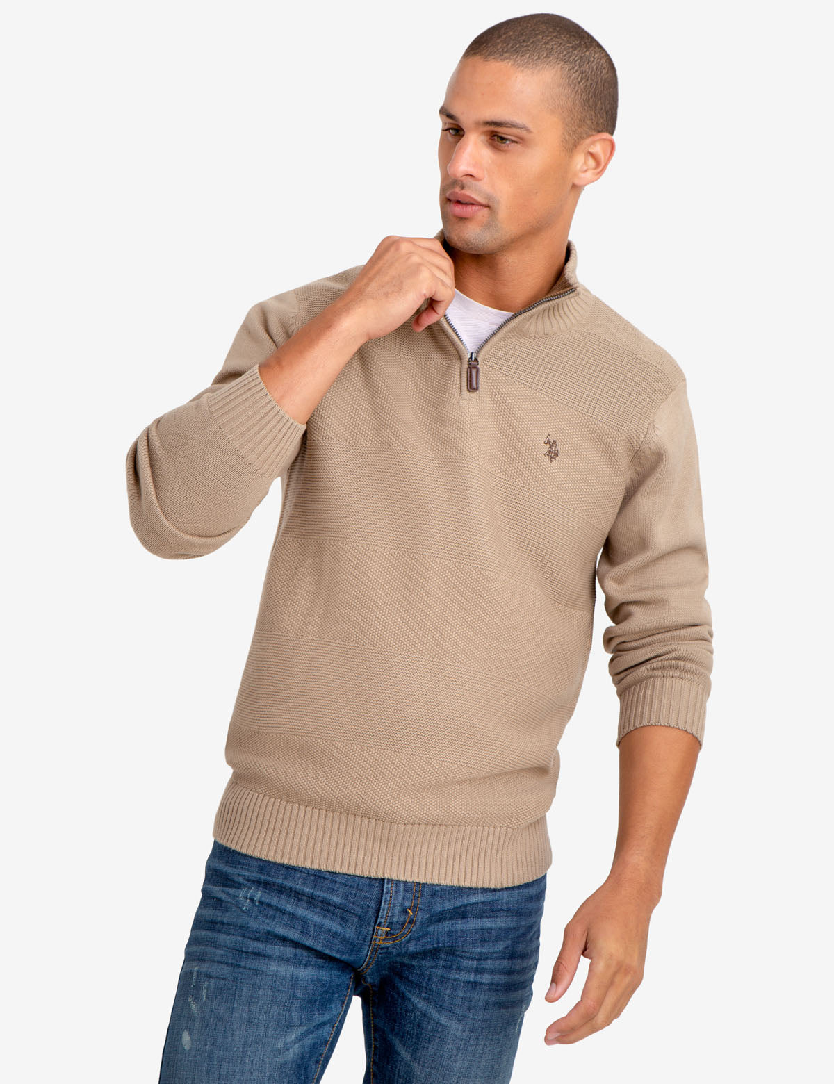 Men's Quarter Zip Sweater | Cotton-Blend & Machine Washable
