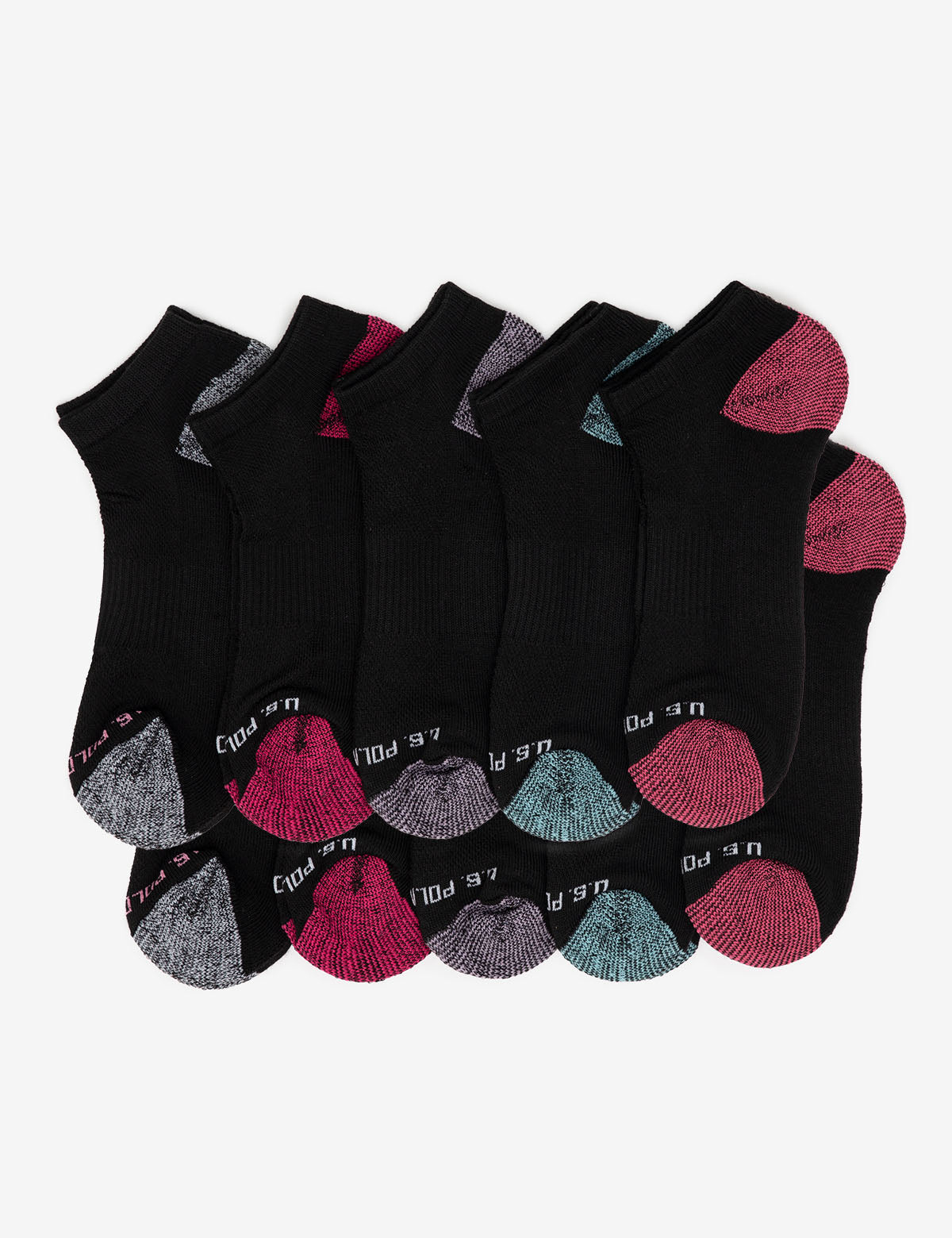 Women's 10-Pack Black Low Cut Ankle Socks | Tipped