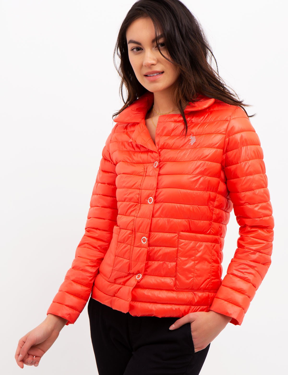 Quilted Jacket with Long Sleeves & Embroidered Logo | Machine Washable