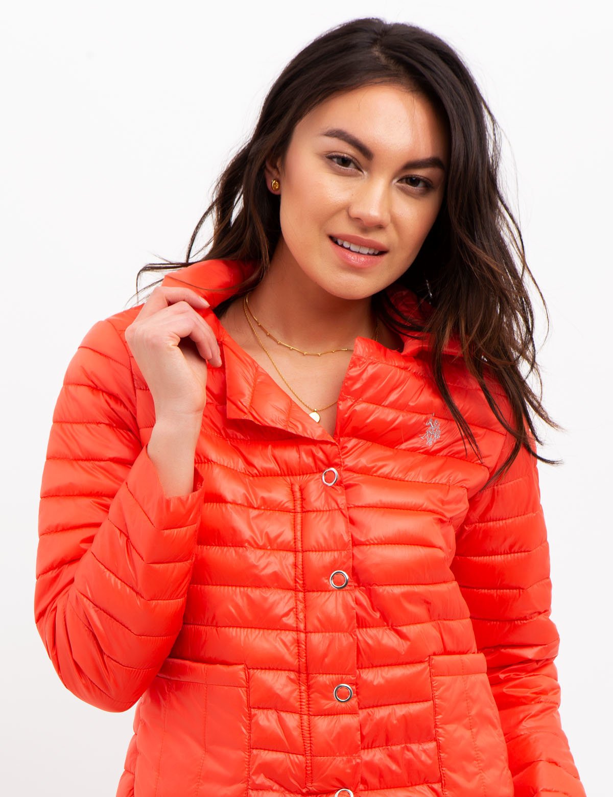 Quilted Jacket with Long Sleeves & Embroidered Logo | Machine Washable