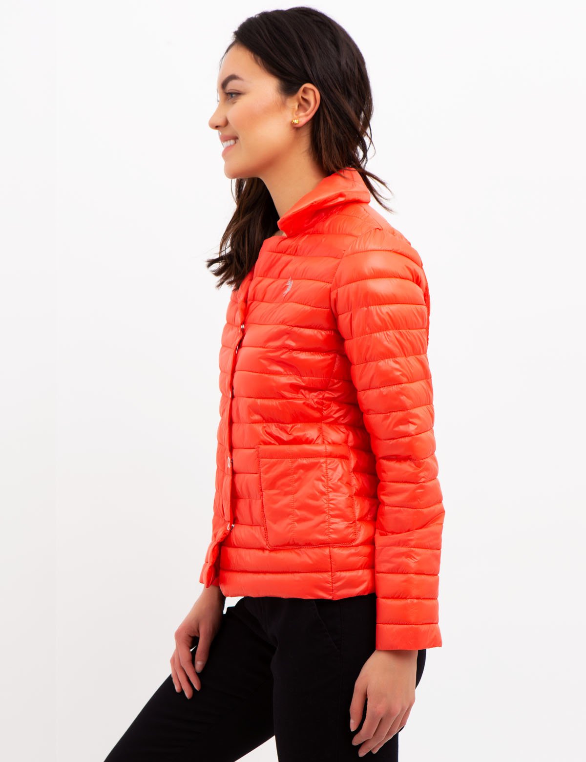 Quilted Jacket with Long Sleeves & Embroidered Logo | Machine Washable