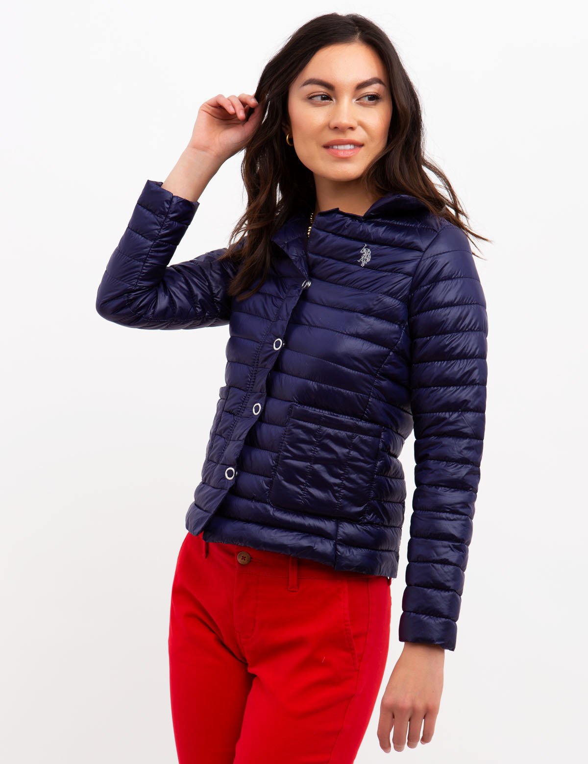 Quilted Jacket with Long Sleeves & Embroidered Logo | Machine Washable