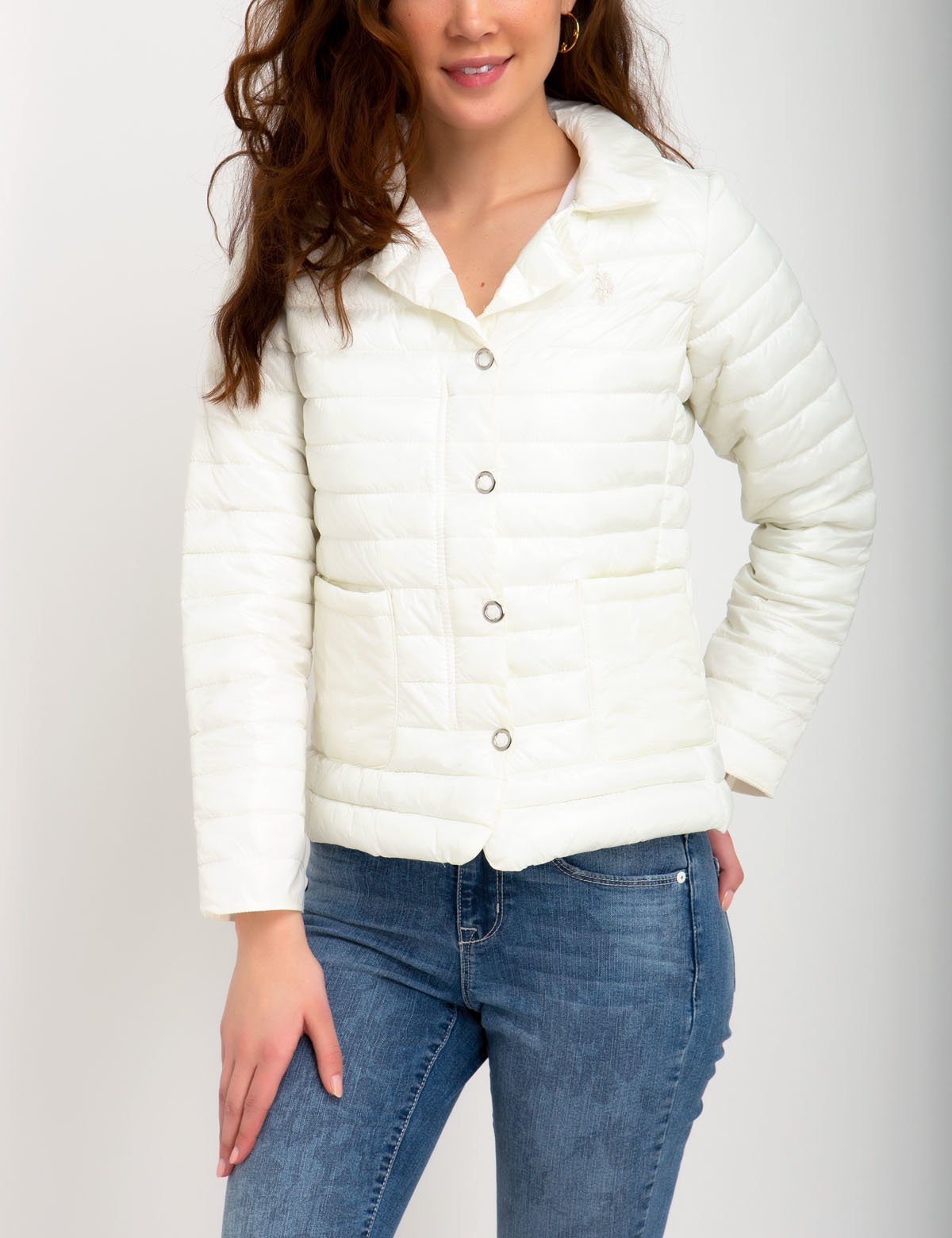 Quilted Jacket with Long Sleeves & Embroidered Logo | Machine Washable