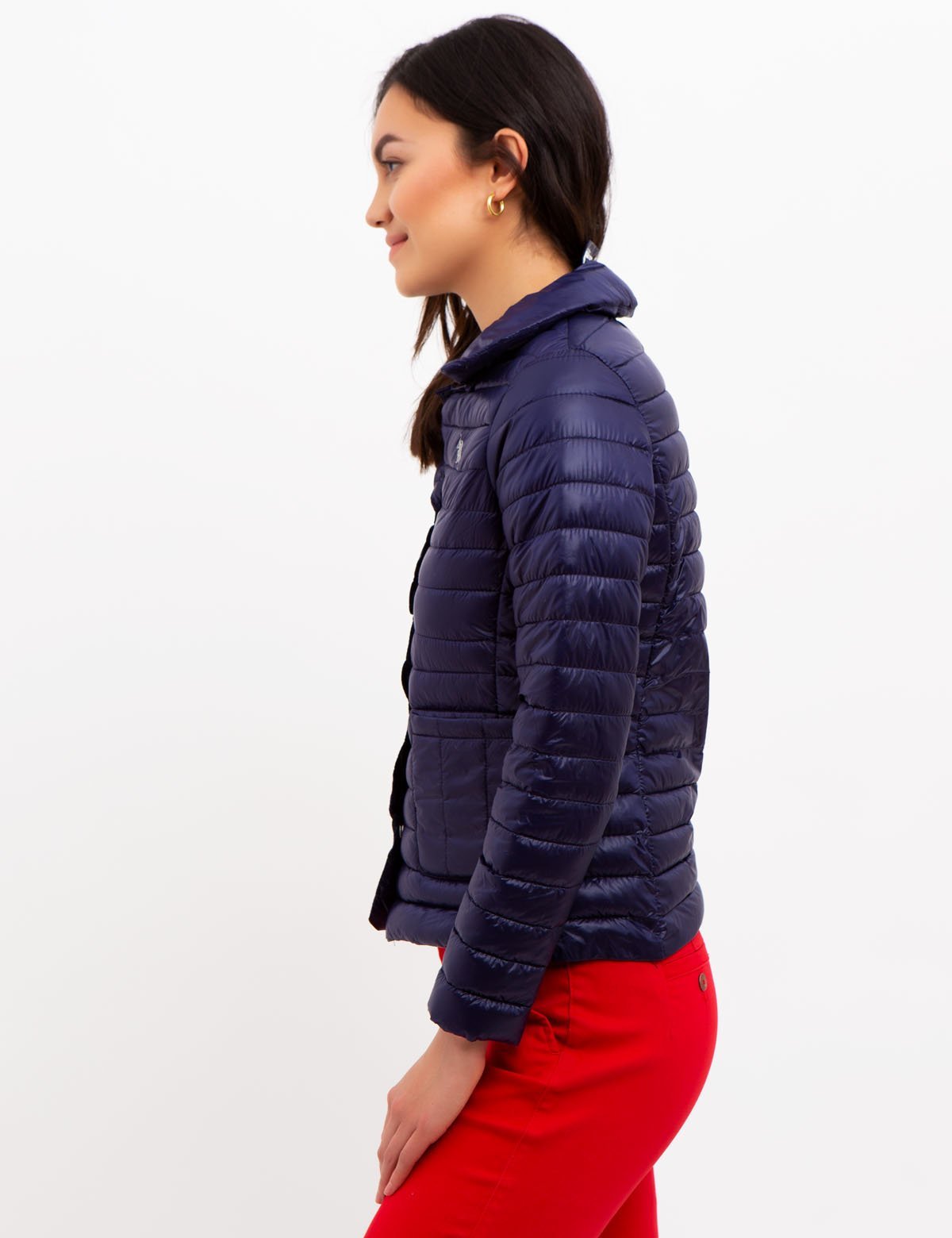 Quilted Jacket with Long Sleeves & Embroidered Logo | Machine Washable