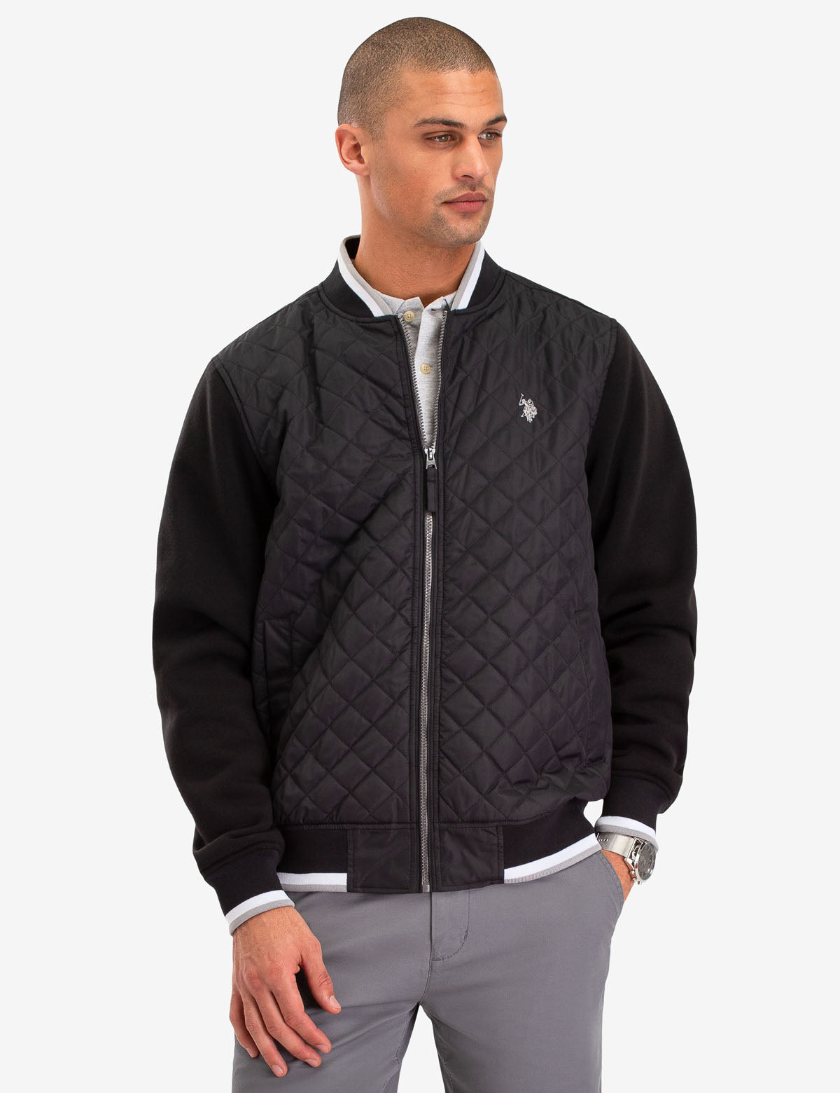 Quilted Knit Jacket with Embroidered Logo | Machine Washable