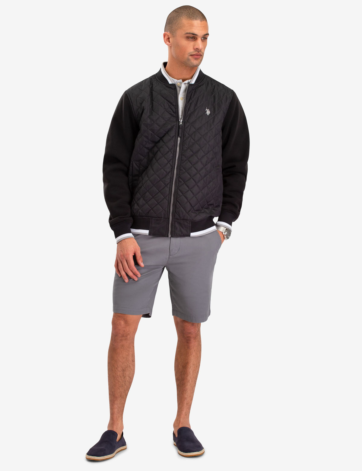 Quilted Knit Jacket with Embroidered Logo | Machine Washable