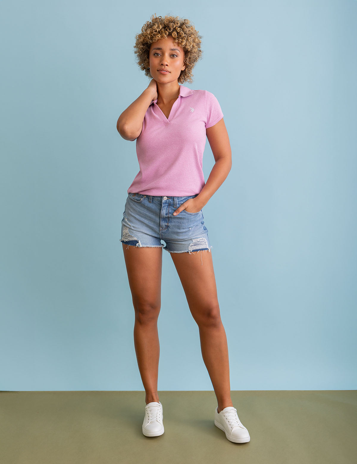 High Rise Curvy Shorts with Raw Hem | Comfort Fit Denim