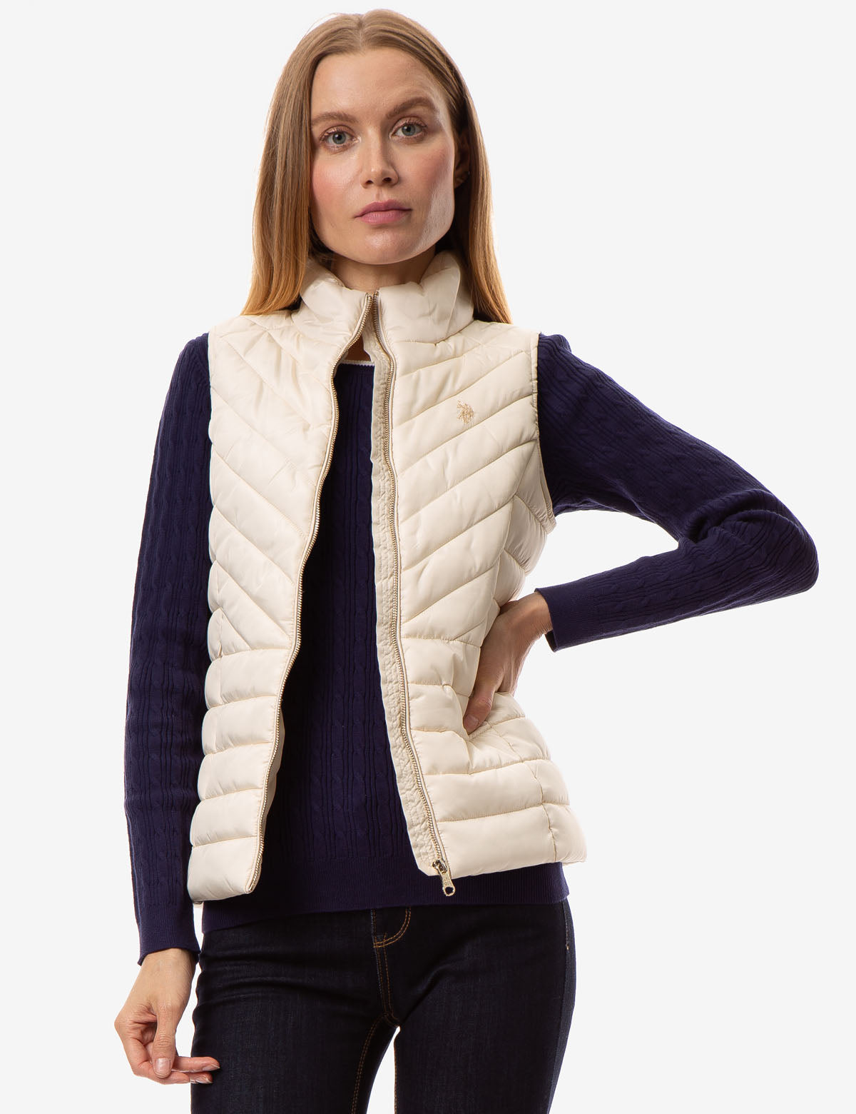 Quilted Sleeveless Vest with Zip Pockets & Mock Neck | Casual Outerwear