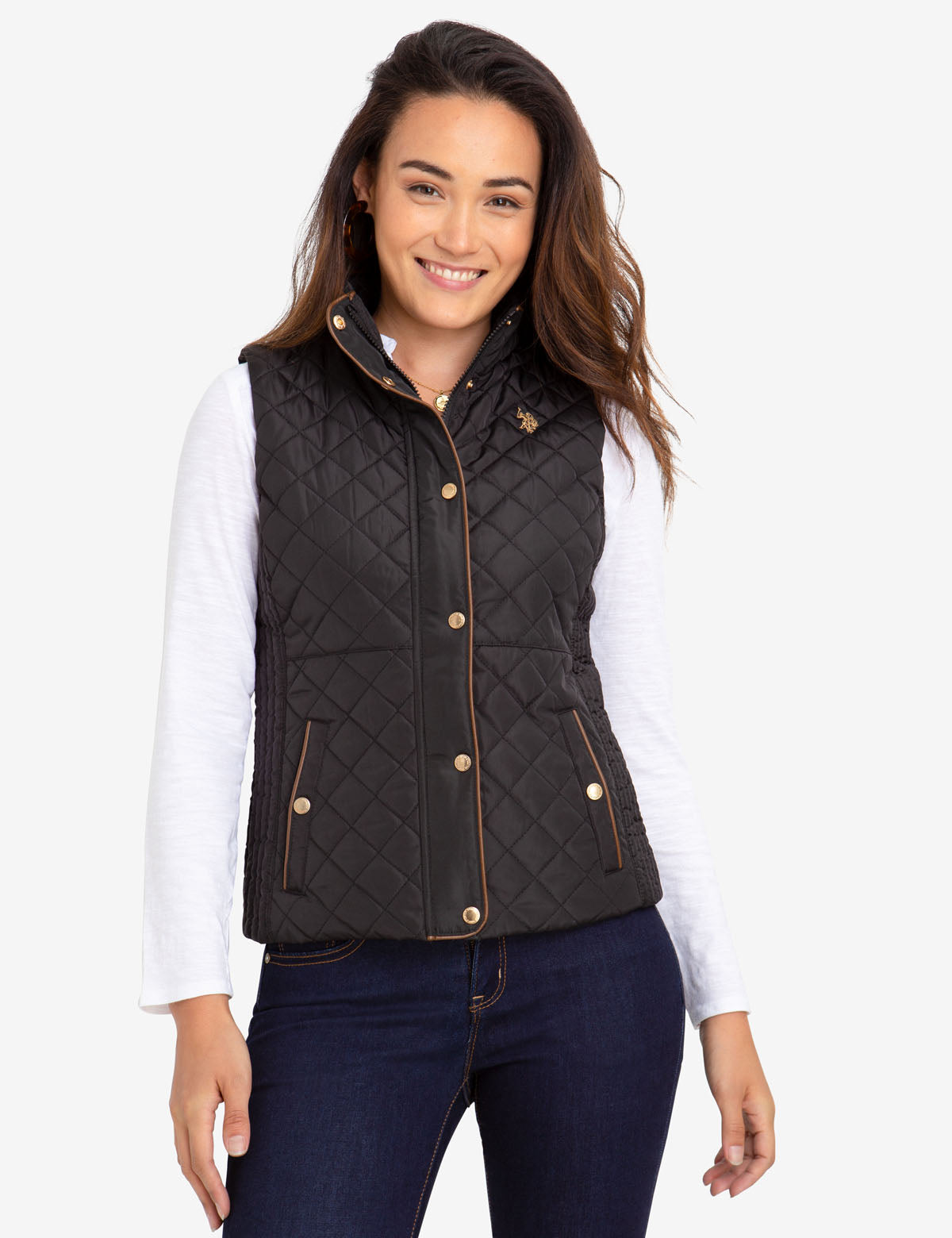 Quilted Vest with Faux Leather Piping | Casual & Stylish Outerwear