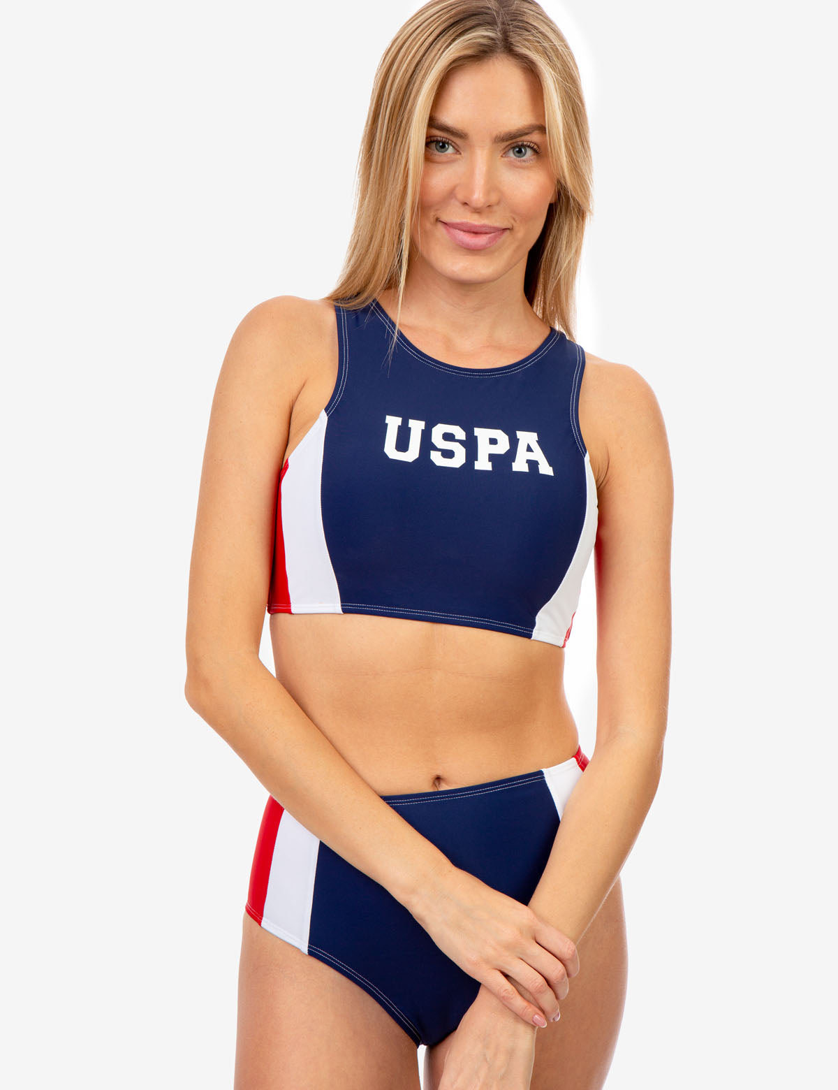Colorblock Racerback Bikini Top with Scoop Neck | USPA