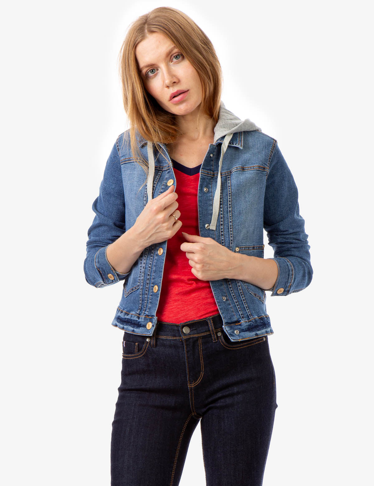 Eco-Friendly Denim Jacket with Detachable Hood | REPREVE® Recycled