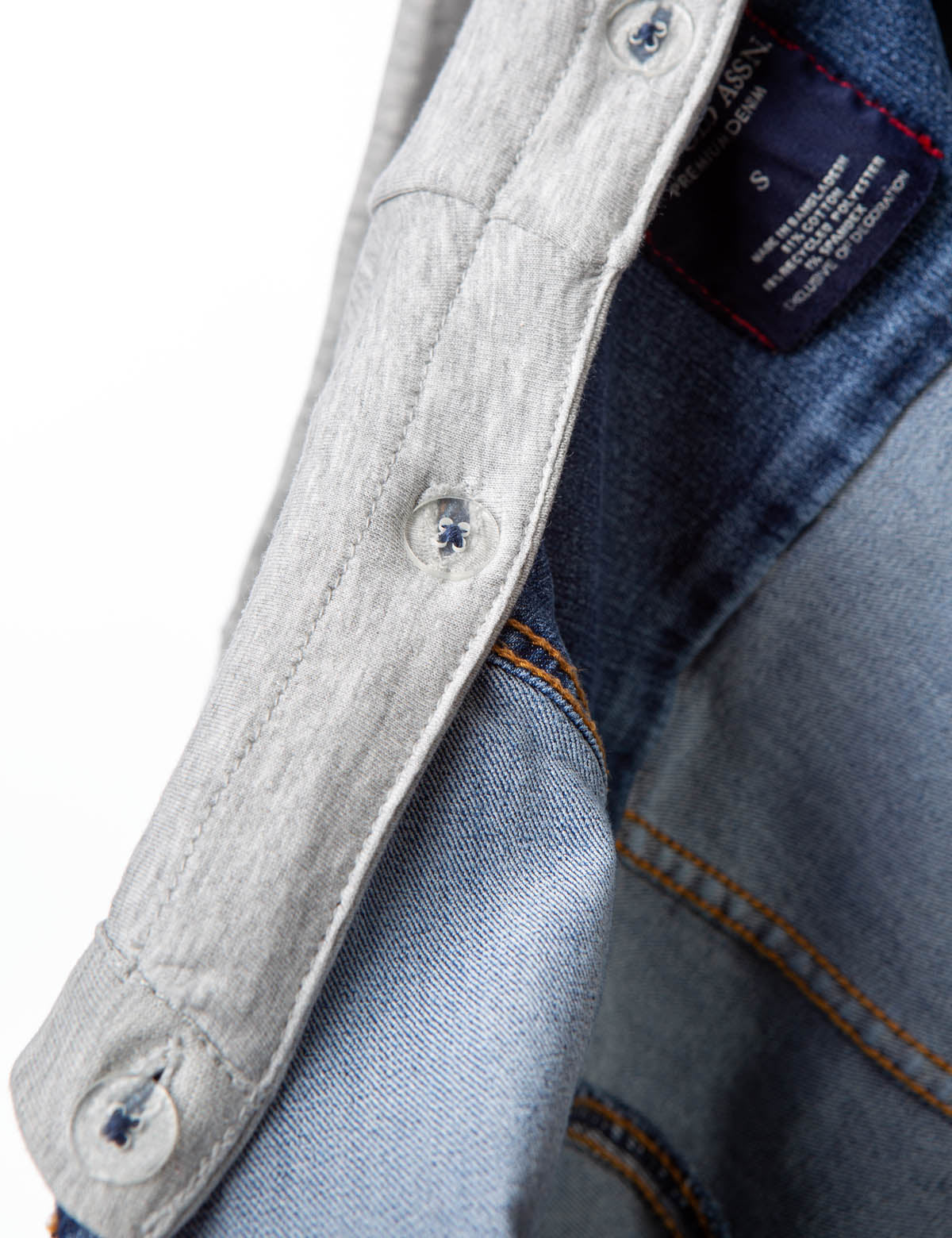 Eco-Friendly Denim Jacket with Detachable Hood | REPREVE® Recycled