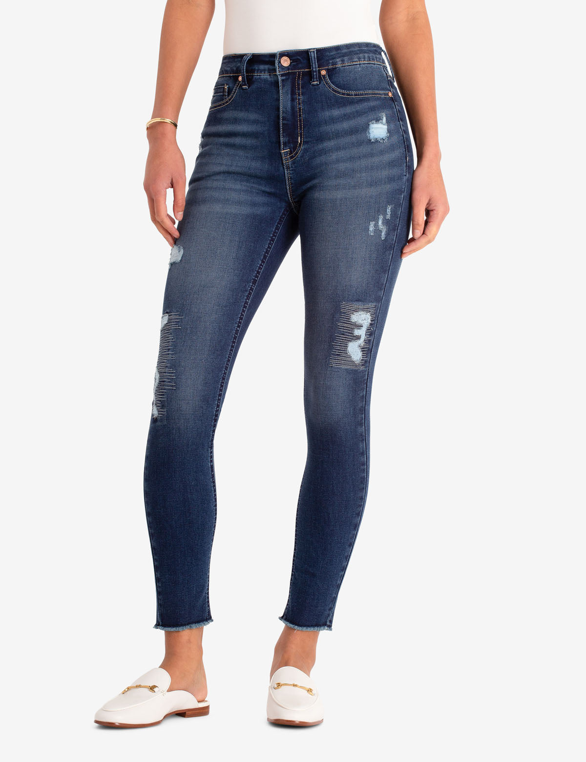 High-Rise Destructed Jegging with Repreve® Recycled Fabric | Slimming Fit