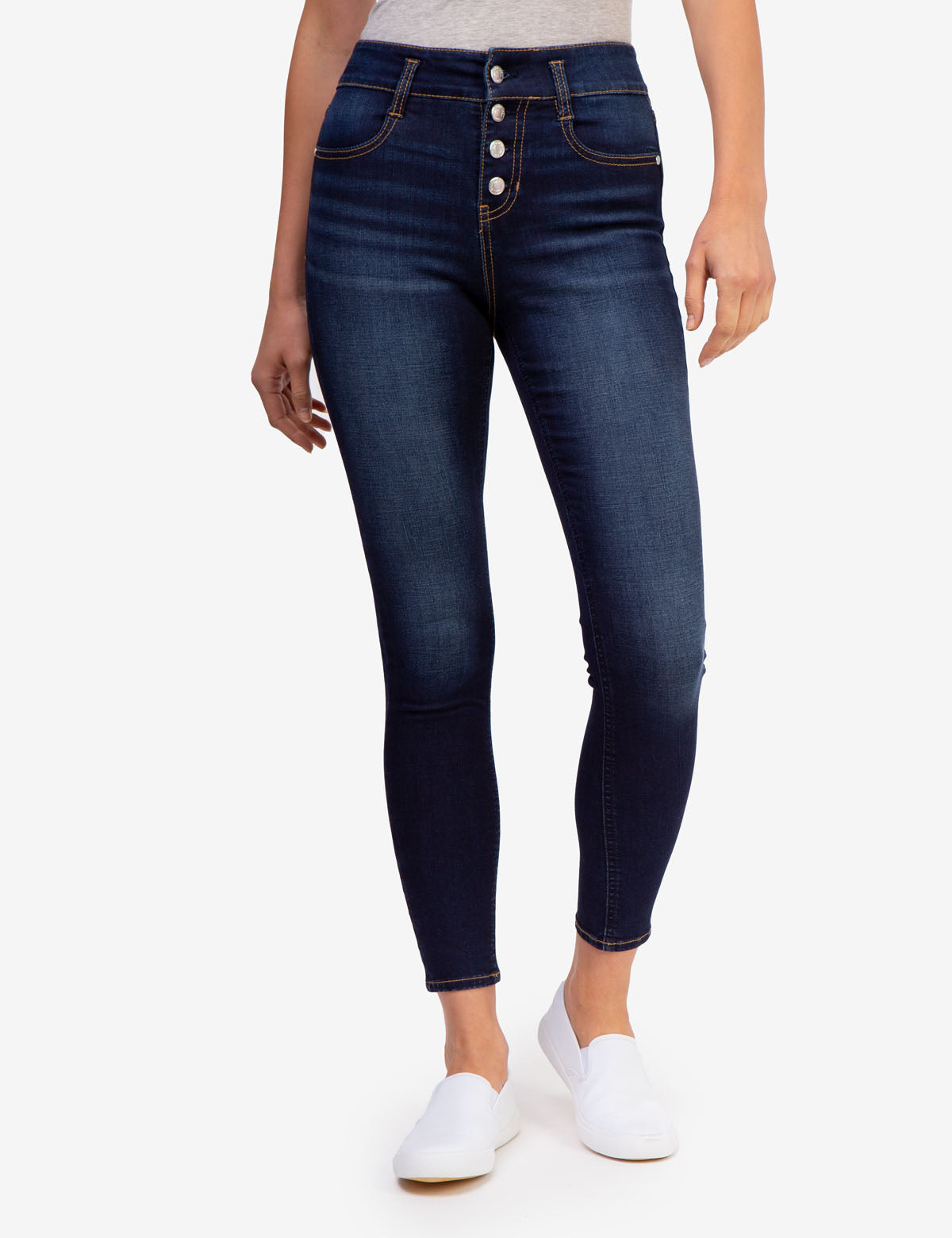 High Rise Button Denim Jeggings with REPREVE® Eco Fabric | Slim Fit & Sculpting