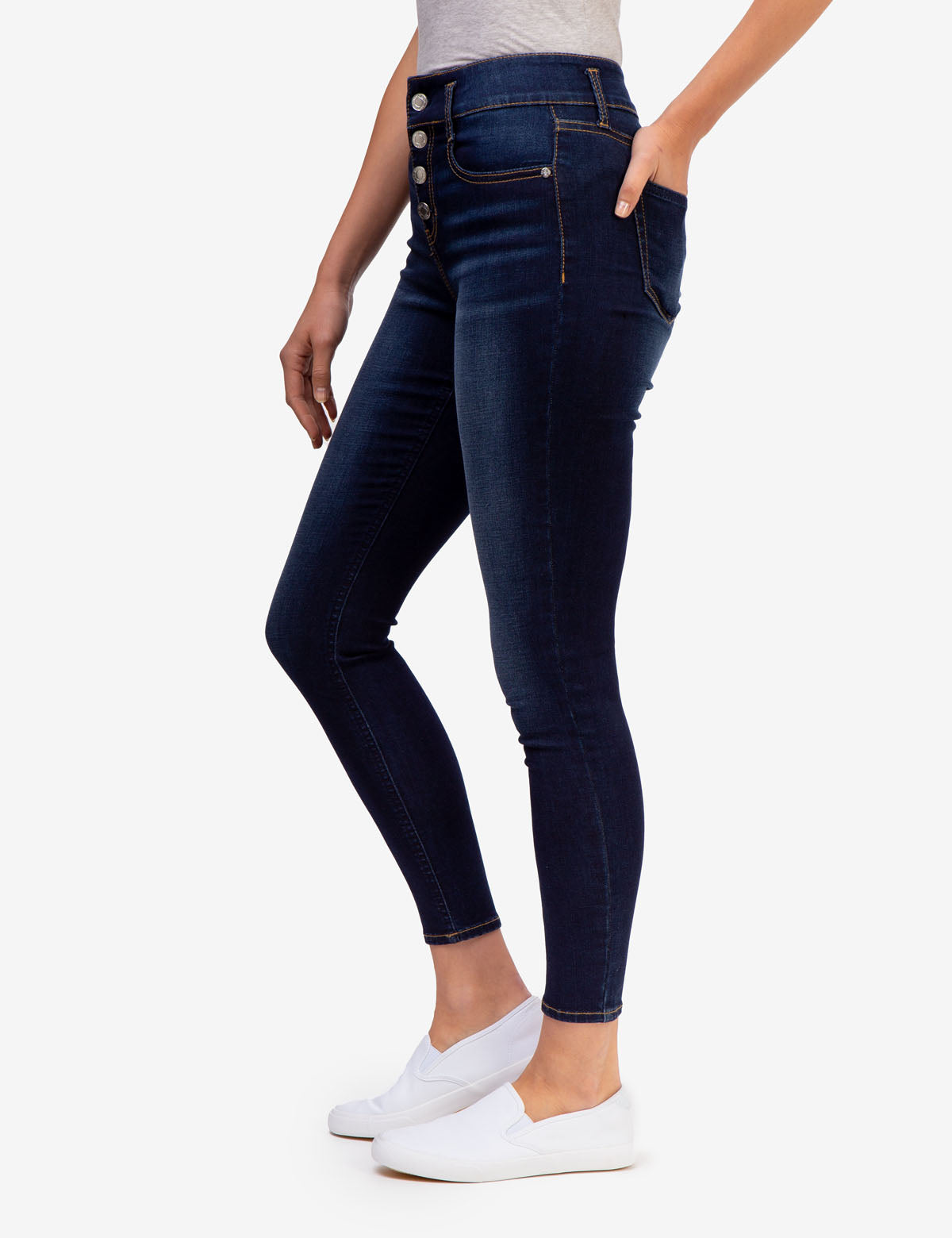 High Rise Button Denim Jeggings with REPREVE® Eco Fabric | Slim Fit & Sculpting