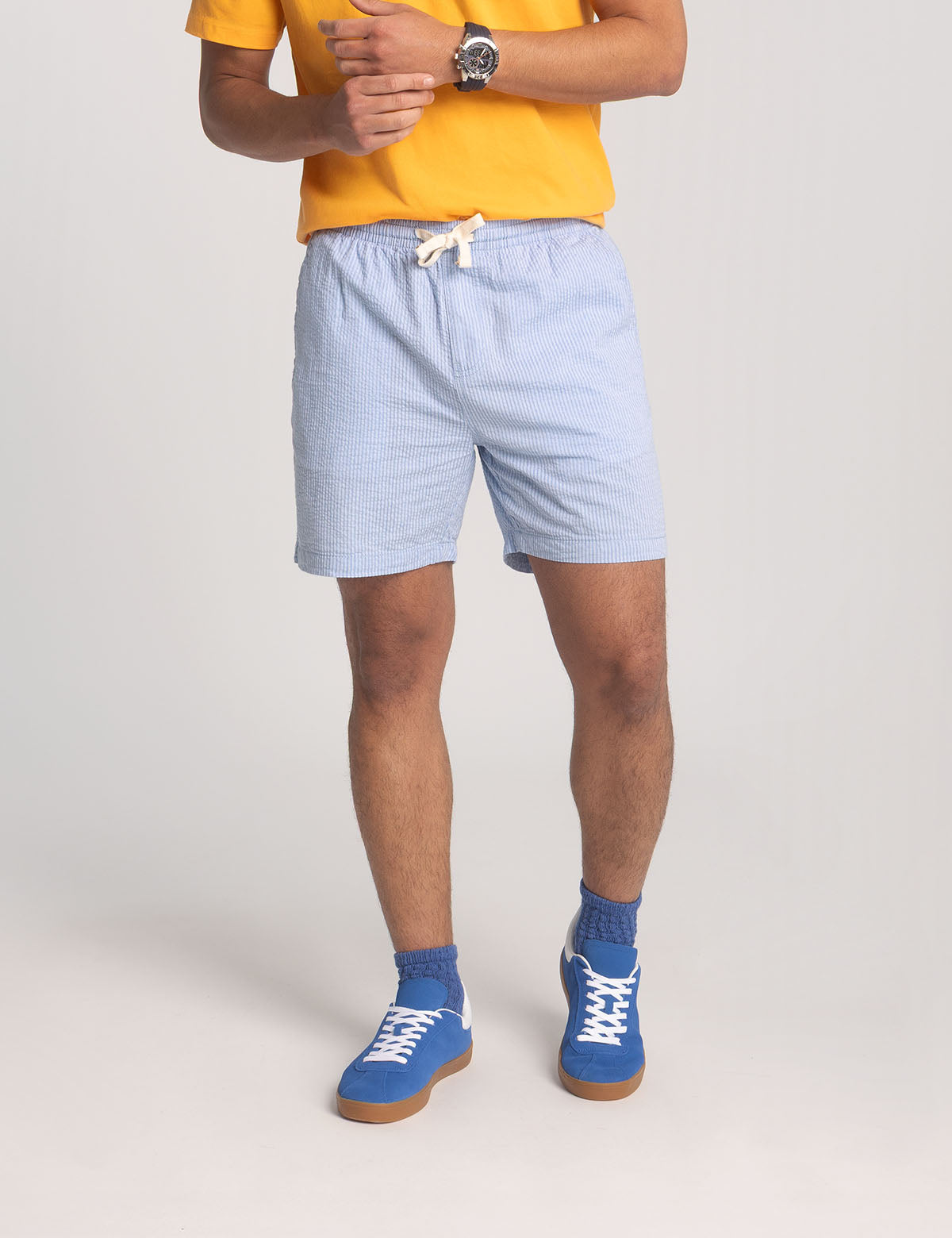 Seersucker Jogger Shorts with Drawstring Waist | Casual Summer Wear