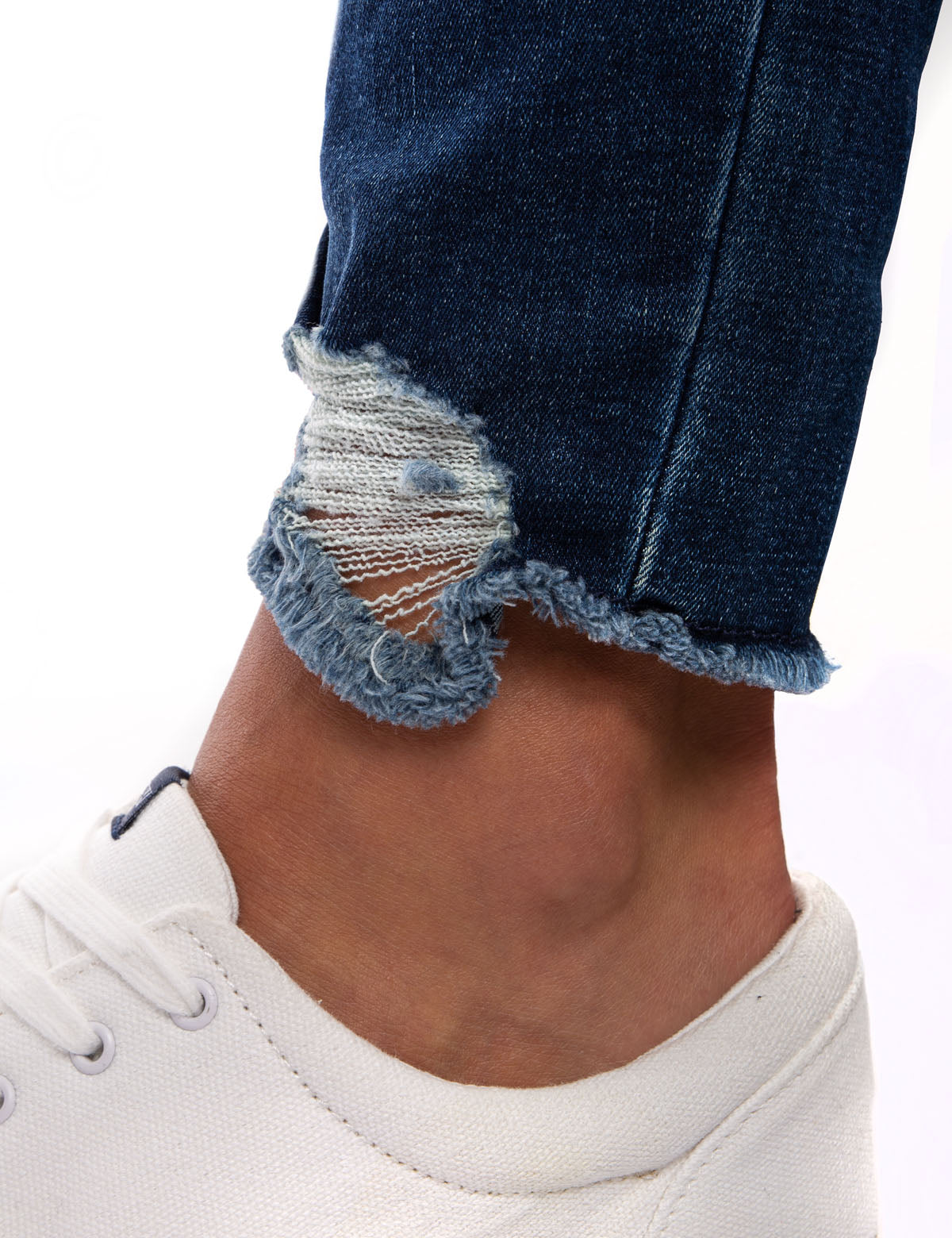 Destructed Mid Rise Jeans with Stretch | REPREVE® Recycled Denim