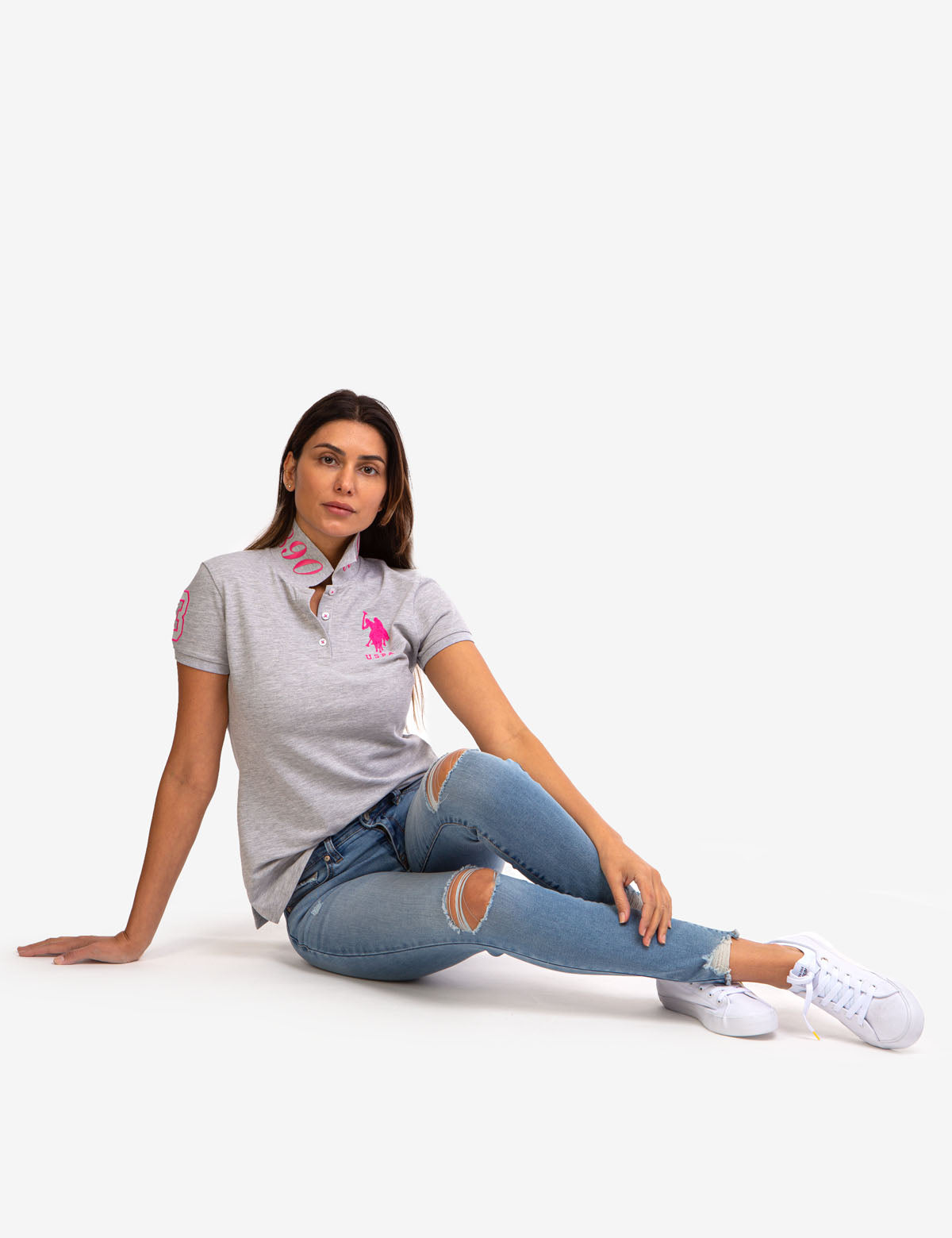 Destructed Mid Rise Jeans with Stretch | REPREVE® Recycled Denim