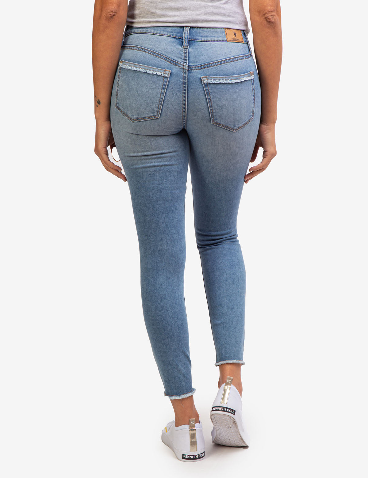 Destructed Mid Rise Jeans with Stretch | REPREVE® Recycled Denim