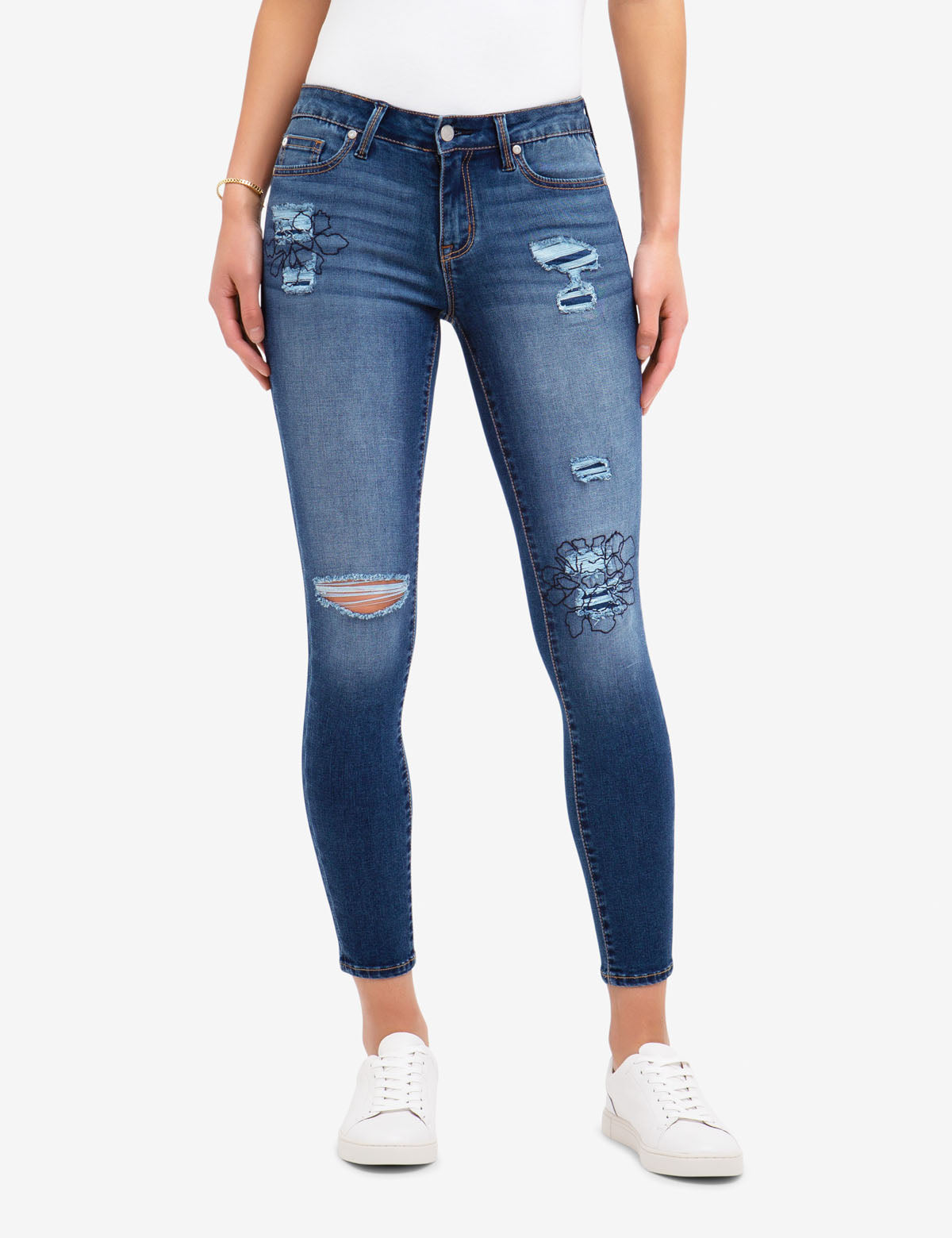 Mid Rise Embroidered Jeggings with REPREVE® Fabric | Slimming & Destructive Details
