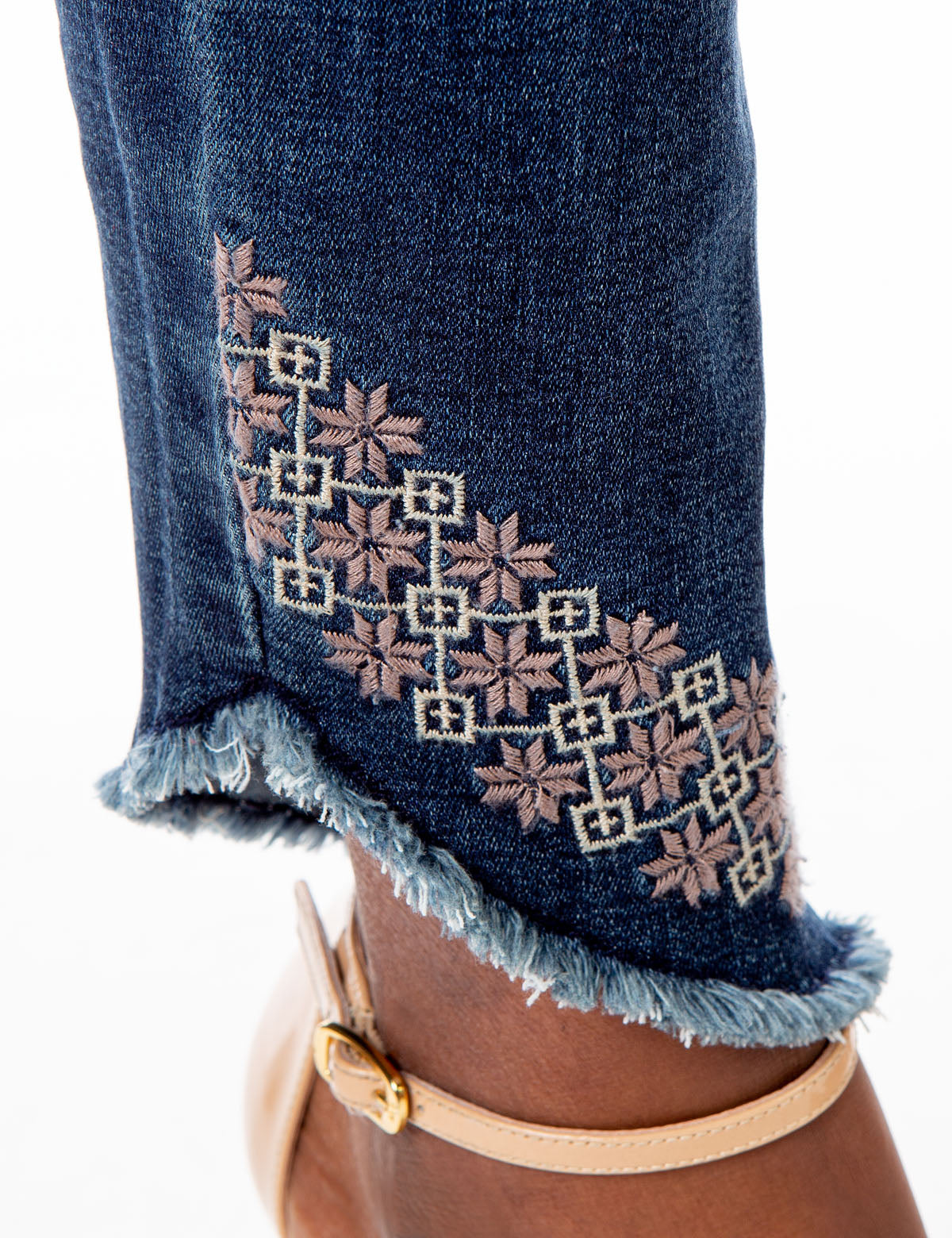 Stretch Skinny Jeans with REPREVE® Recycled Fabric | Mid Rise & Embroidered Hem