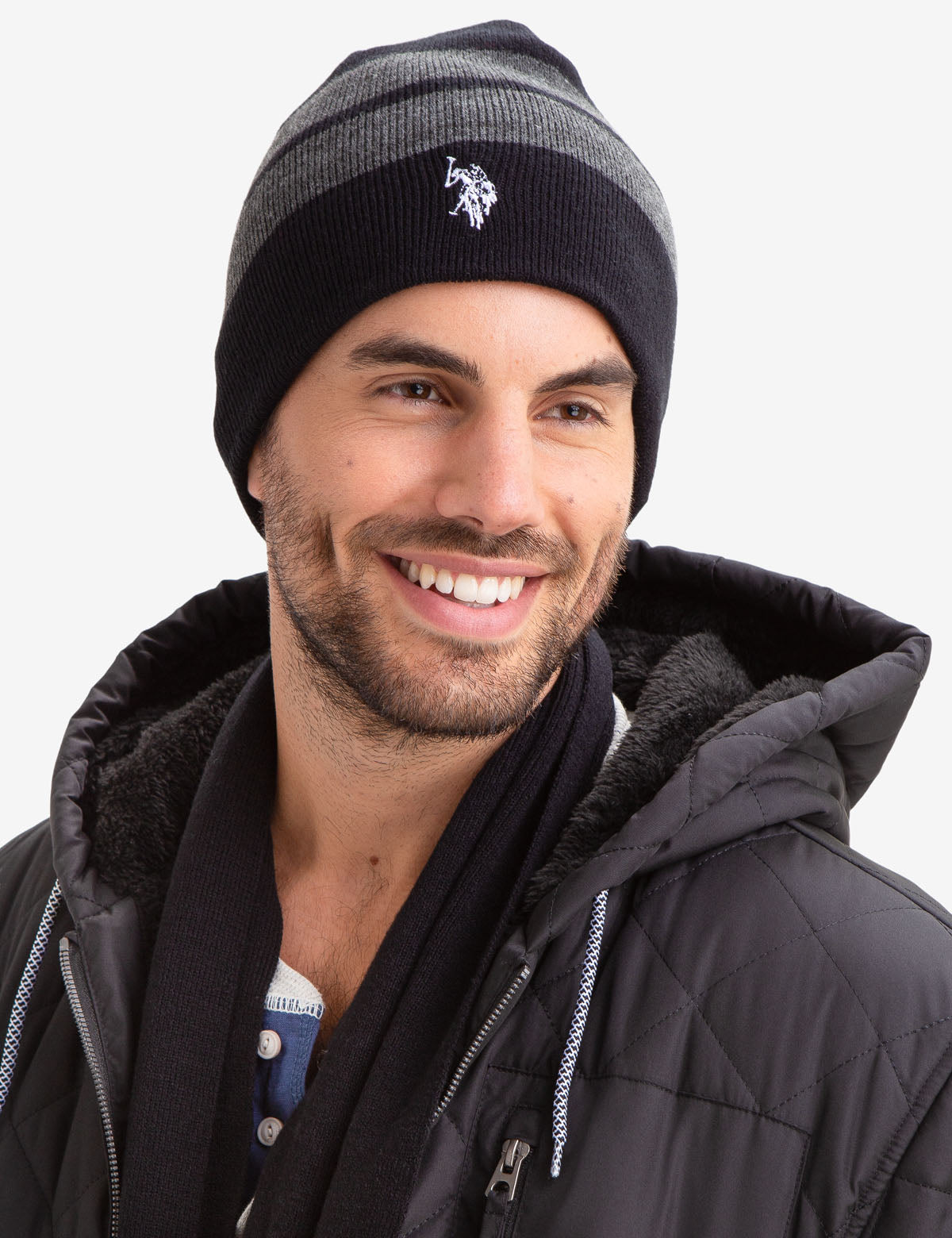 Reversible Beanie and Scarf Set - Stretch Knit Winter Accessories